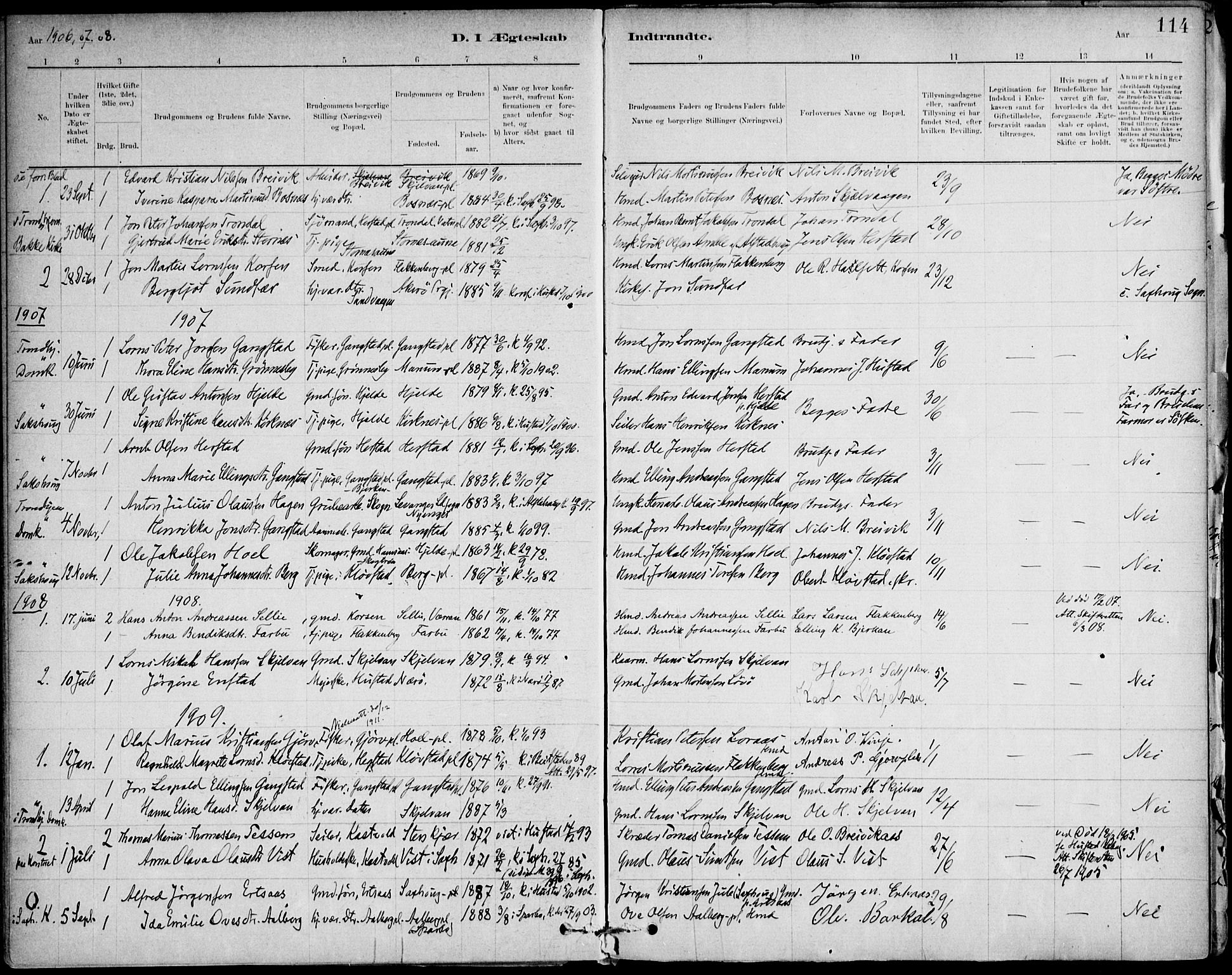 Ministerialprotokoller, klokkerbøker og fødselsregistre - Nord-Trøndelag, SAT/A-1458/732/L0316: Parish register (official) no. 732A01, 1879-1921, p. 114