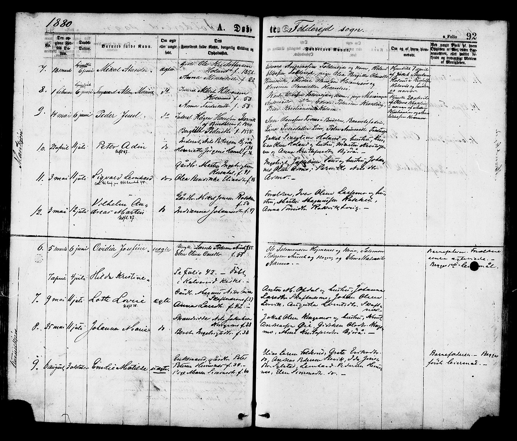 Ministerialprotokoller, klokkerbøker og fødselsregistre - Nord-Trøndelag, SAT/A-1458/780/L0642: Parish register (official) no. 780A07 /2, 1878-1885, p. 92
