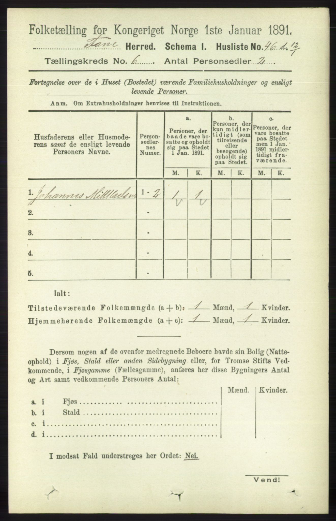 RA, 1891 census for 1249 Fana, 1891, p. 2555