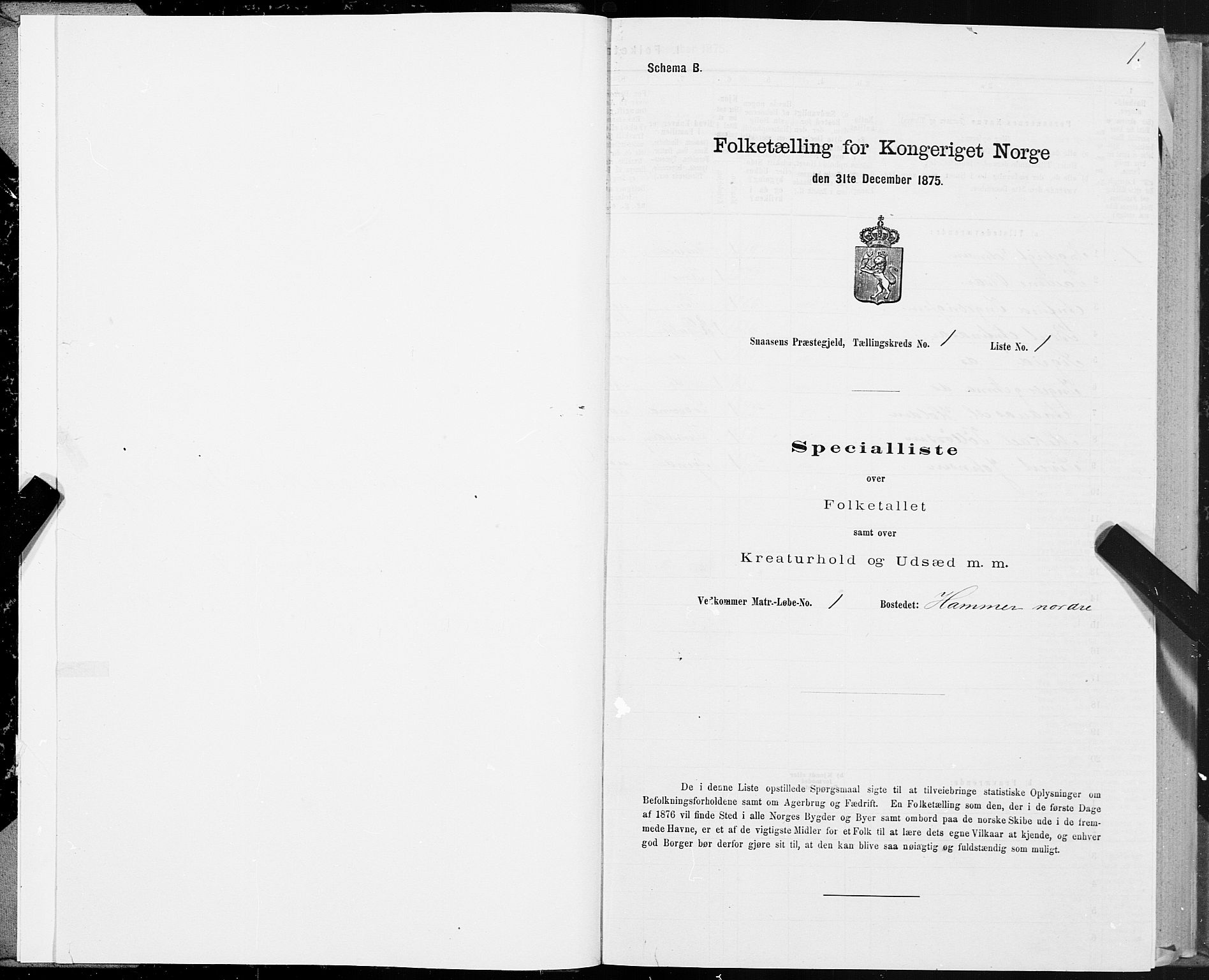 SAT, 1875 census for 1736P Snåsa, 1875, p. 1001