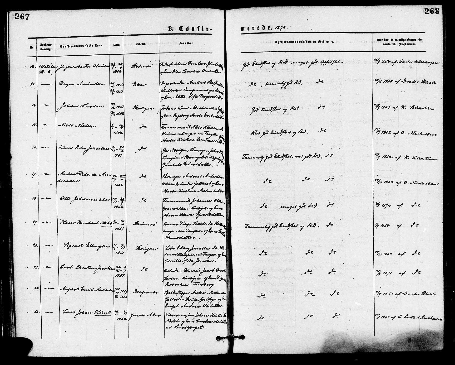 Skoger kirkebøker, AV/SAKO-A-59/F/Fa/L0005: Parish register (official) no. I 5, 1873-1884, p. 267-268