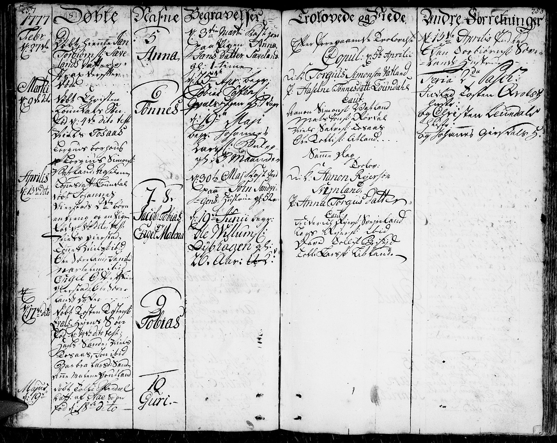 Herad sokneprestkontor, AV/SAK-1111-0018/F/Fa/Faa/L0001: Parish register (official) no. A 1 /1, 1768-1799, p. 257-258