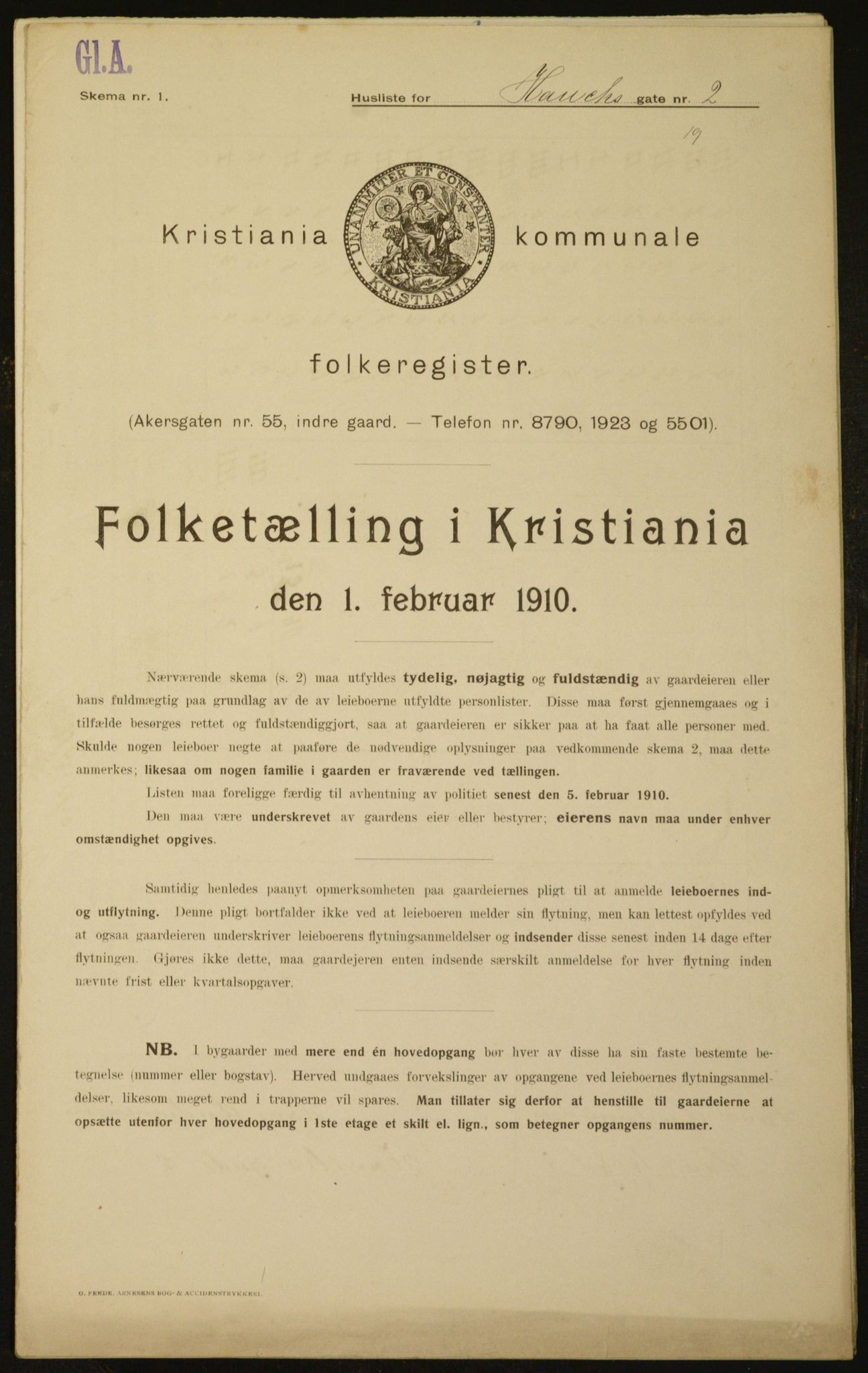 OBA, Municipal Census 1910 for Kristiania, 1910, p. 33237