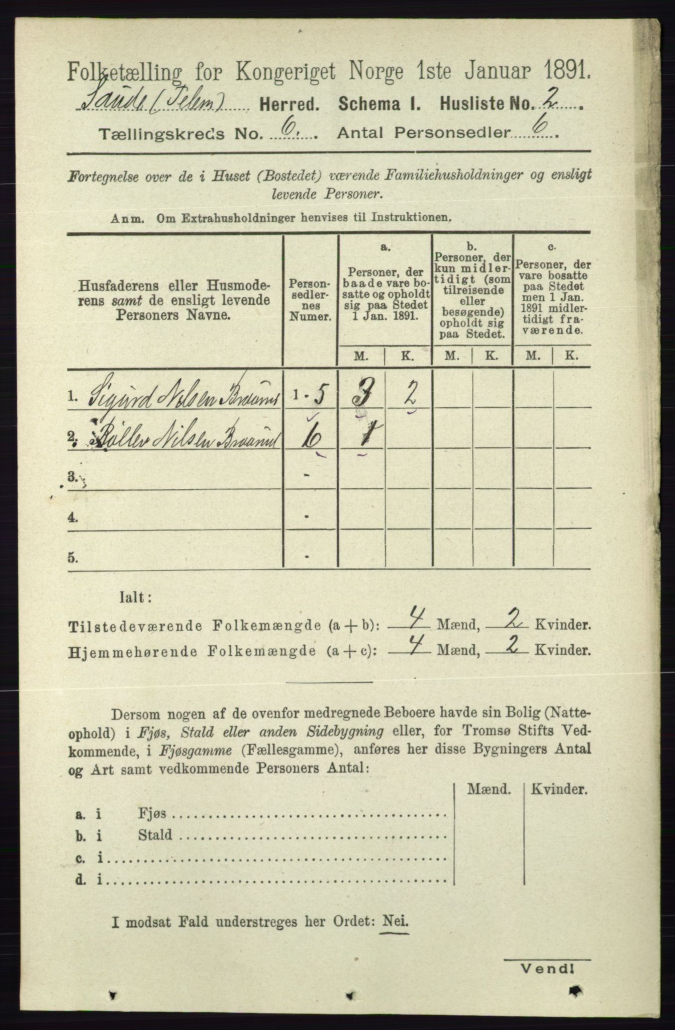 RA, 1891 census for 0822 Sauherad, 1891, p. 1675