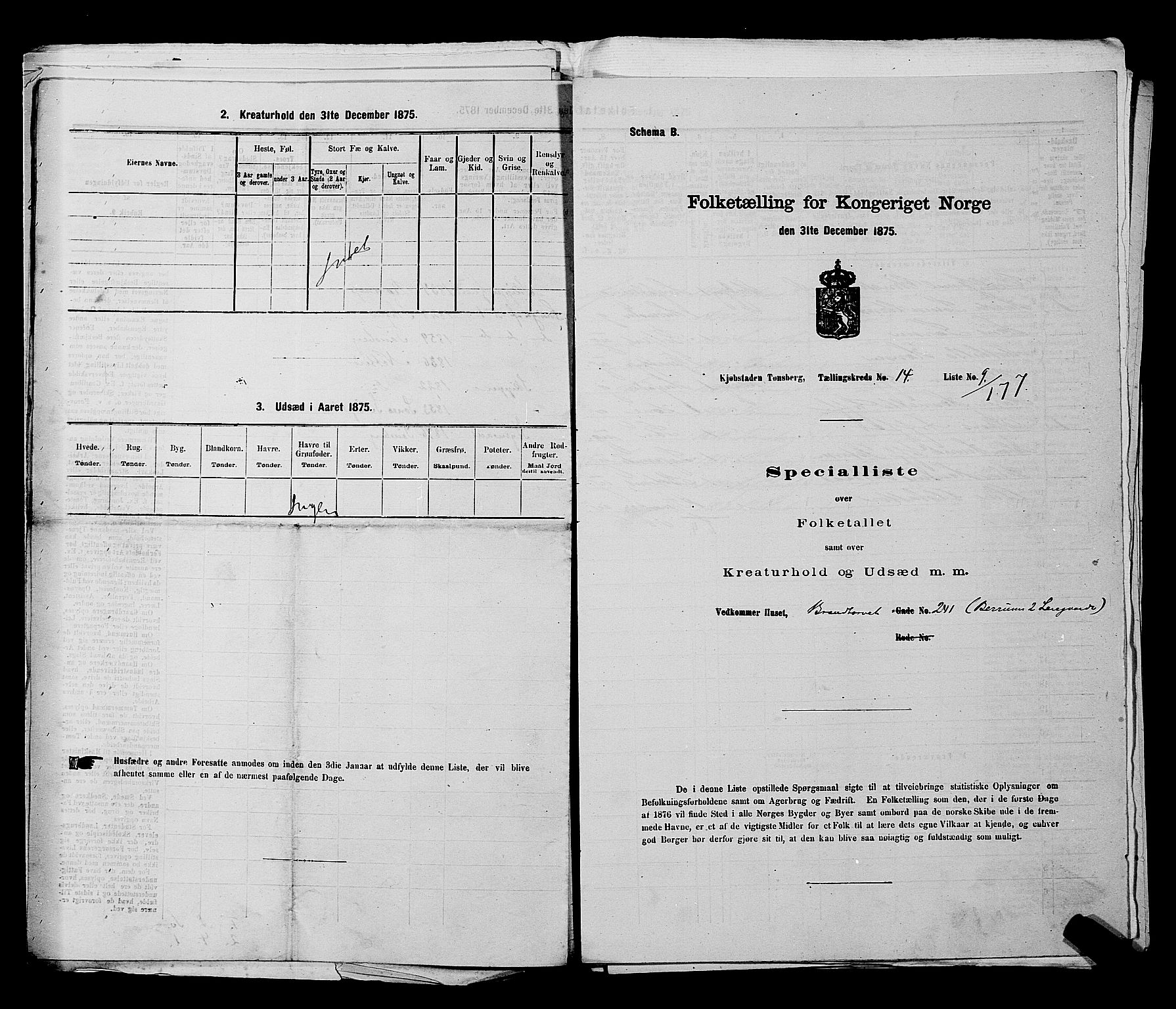 SAKO, 1875 census for 0705P Tønsberg, 1875, p. 437