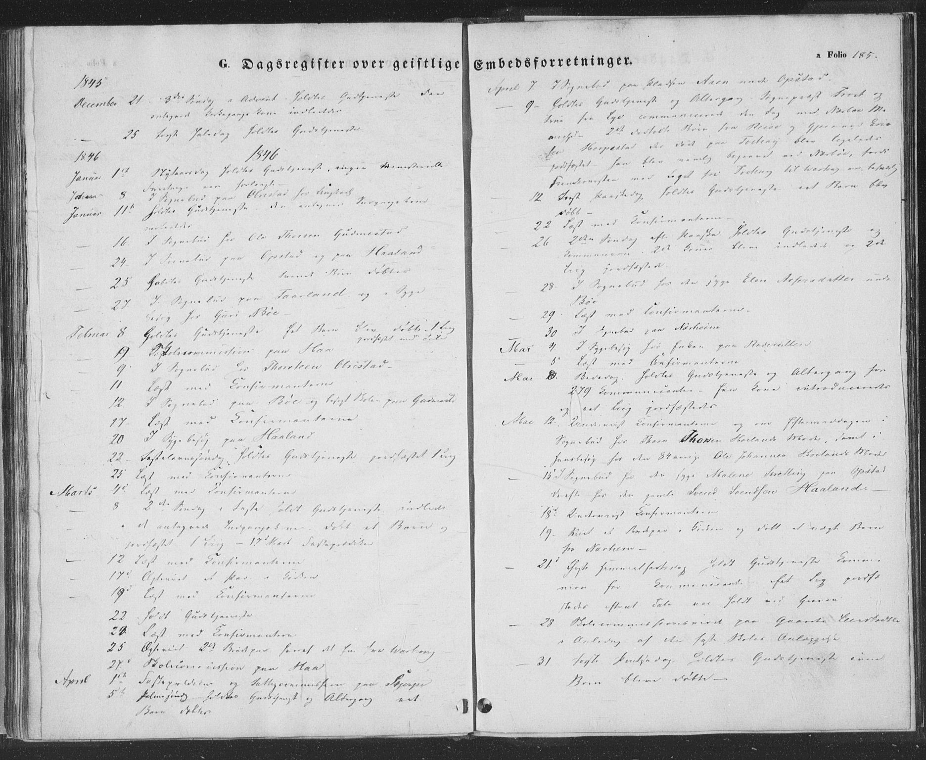 Hå sokneprestkontor, SAST/A-101801/001/30BA/L0006: Parish register (official) no. A 5, 1842-1853, p. 185