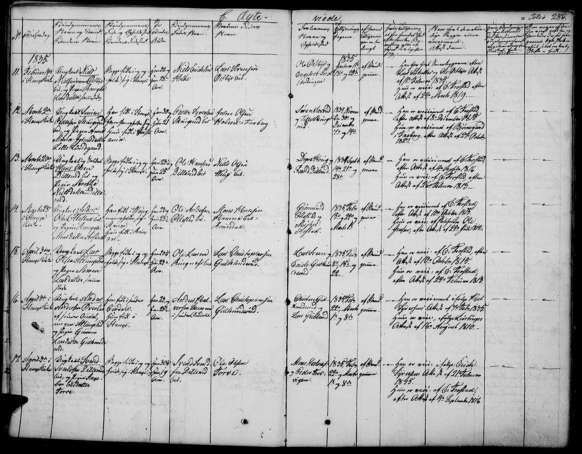 Stange prestekontor, AV/SAH-PREST-002/K/L0009: Parish register (official) no. 9, 1826-1835, p. 286