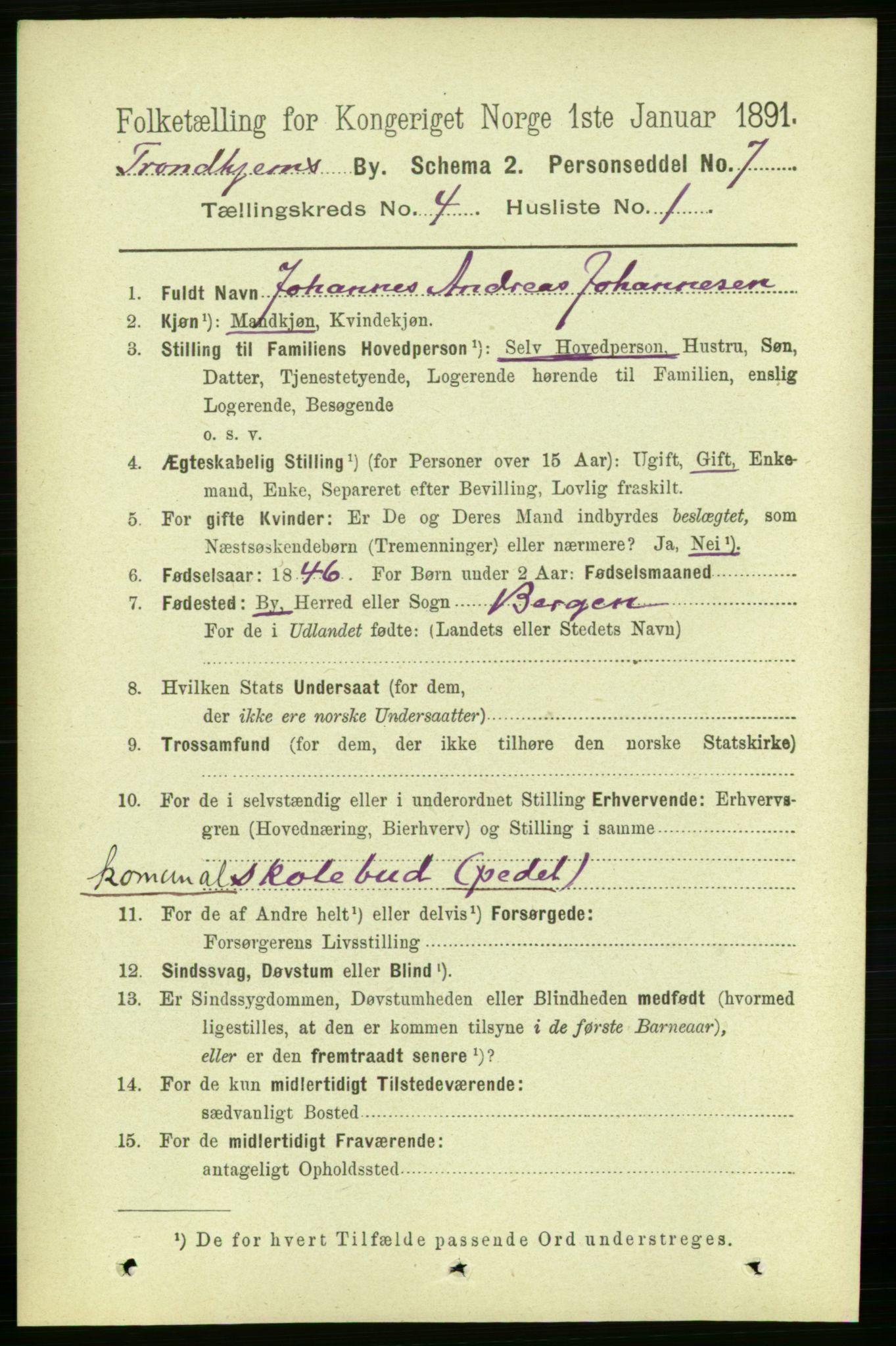 RA, 1891 census for 1601 Trondheim, 1891, p. 4391