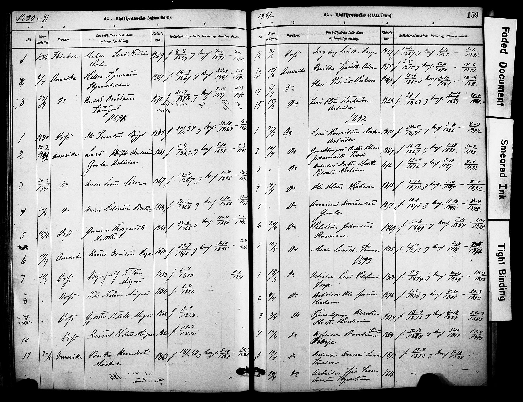 Vossestrand Sokneprestembete, AV/SAB-A-79101/H/Haa: Parish register (official) no. C 1, 1878-1903, p. 159