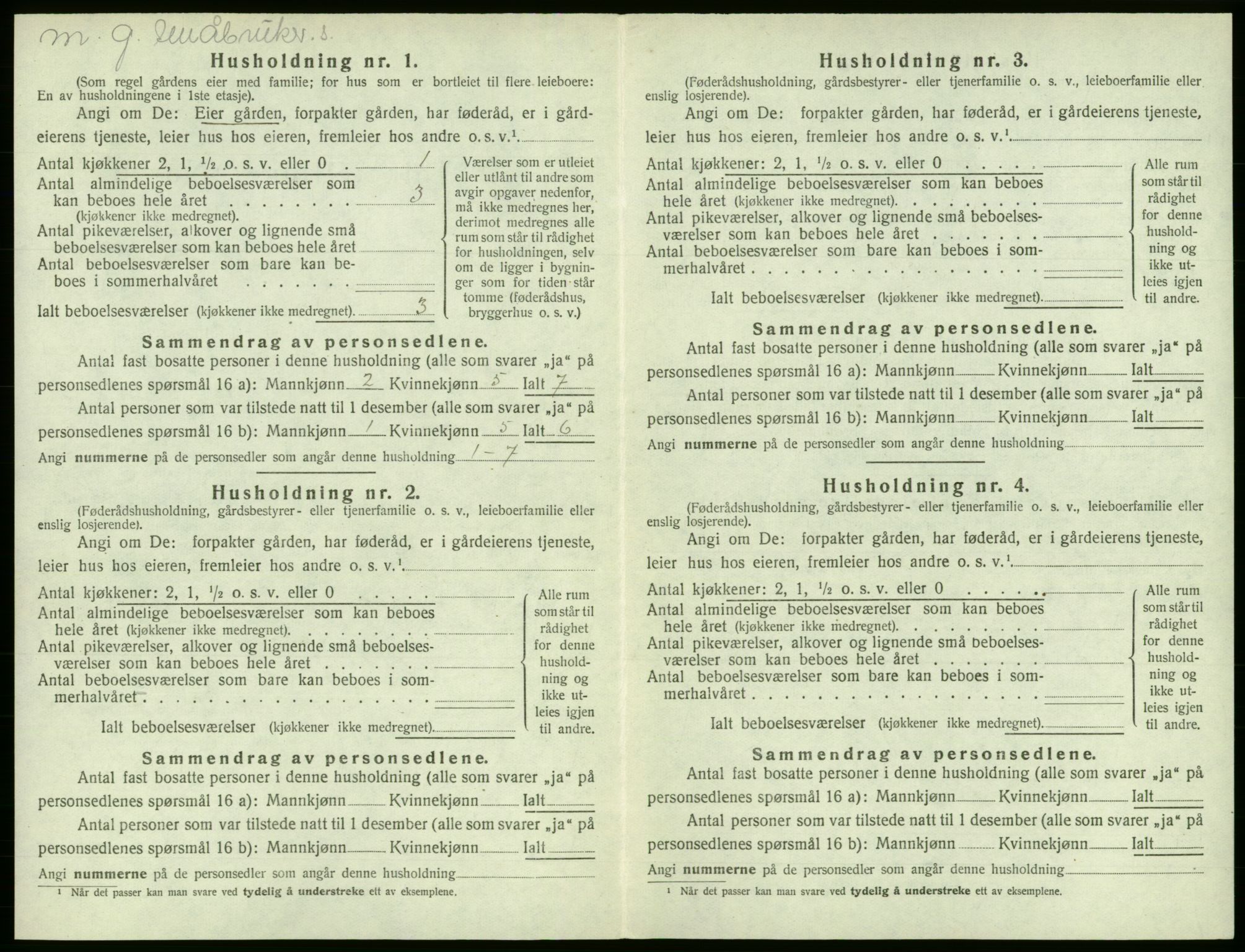 SAB, 1920 census for Sund, 1920, p. 113