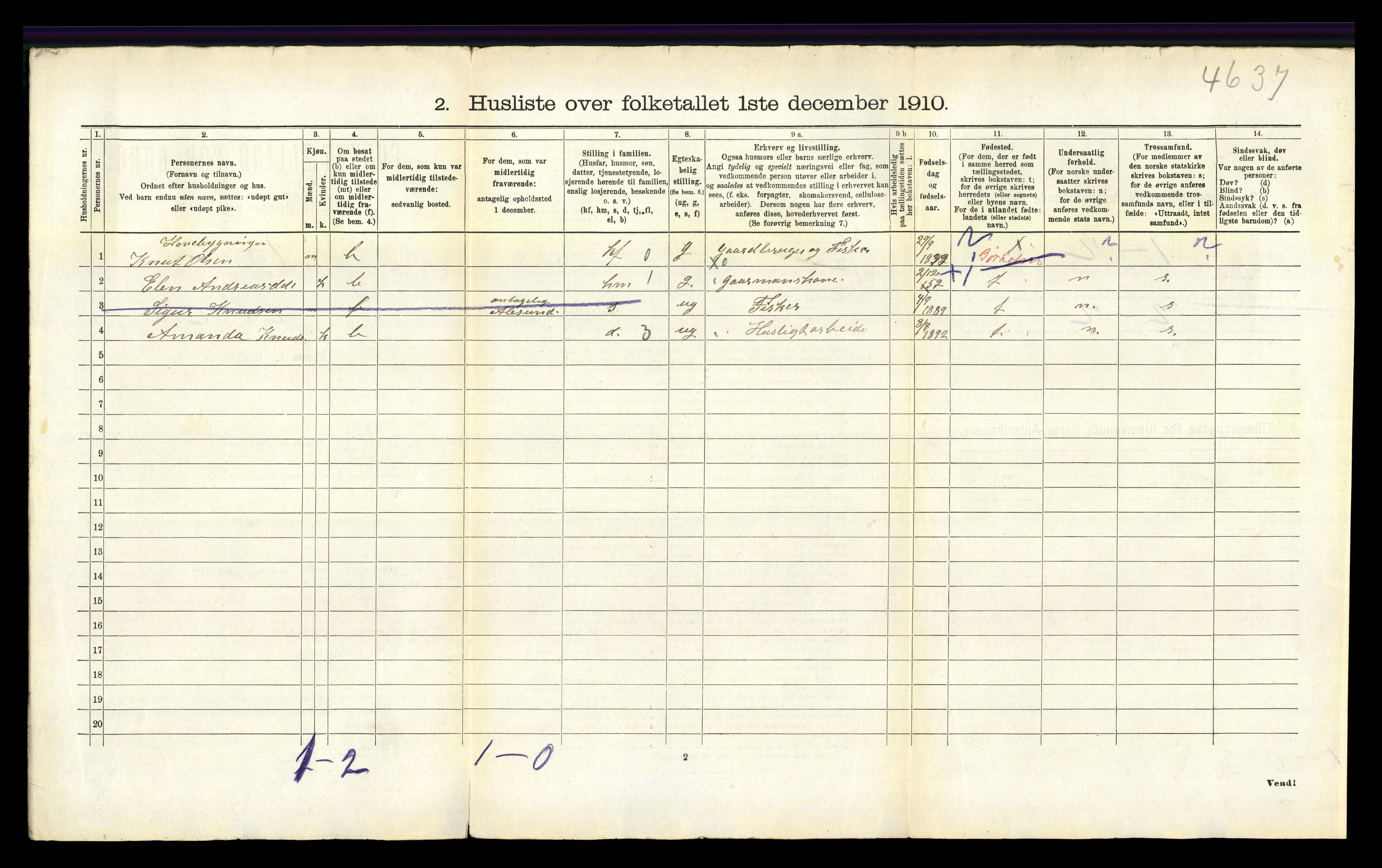 RA, 1910 census for Gulen, 1910, p. 1025