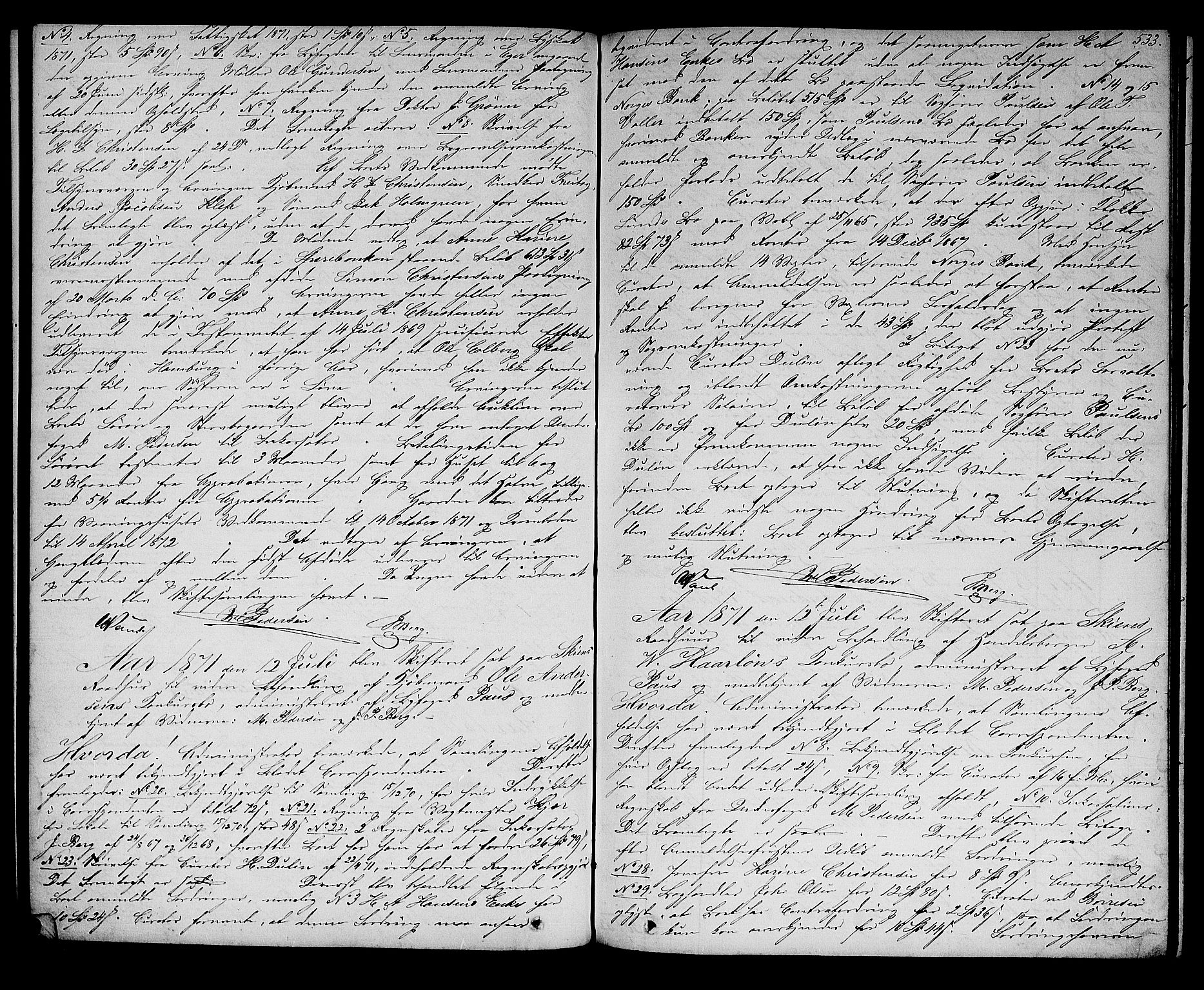 Skien byfogd, AV/SAKO-A-219/H/Hd/L0010: Skifteforhandlingsprotokoll, 1862-1880, p. 532-533