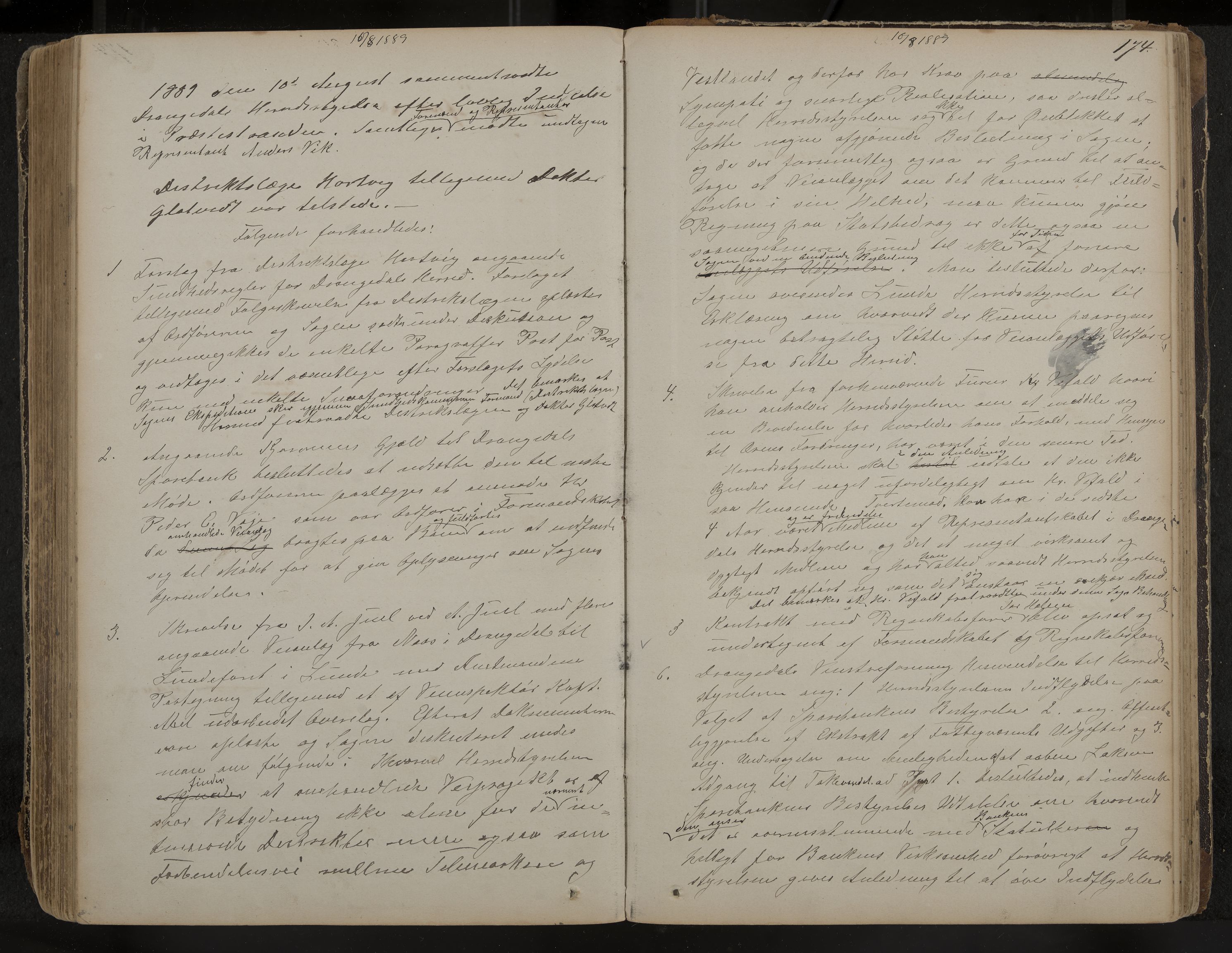 Drangedal formannskap og sentraladministrasjon, IKAK/0817021/A/L0002: Møtebok, 1870-1892, p. 174