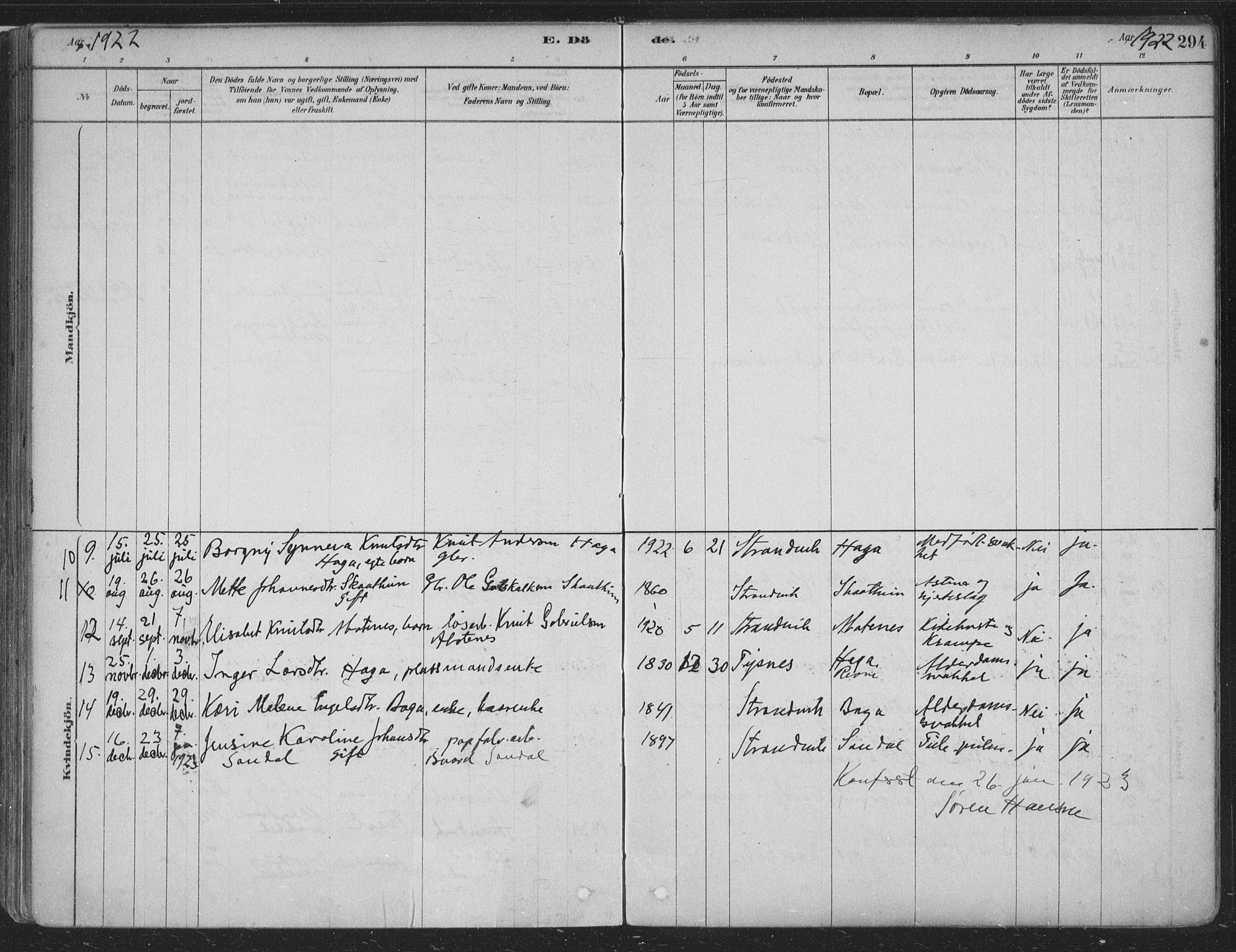 Fusa sokneprestembete, SAB/A-75401/H/Haa: Parish register (official) no. D 1, 1880-1938, p. 294