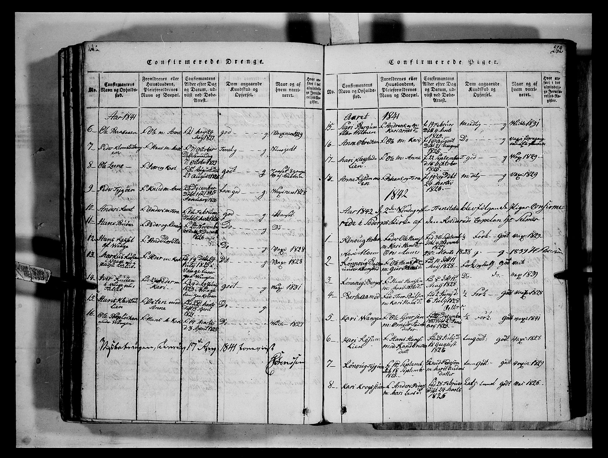 Fron prestekontor, SAH/PREST-078/H/Ha/Hab/L0002: Parish register (copy) no. 2, 1816-1850, p. 262