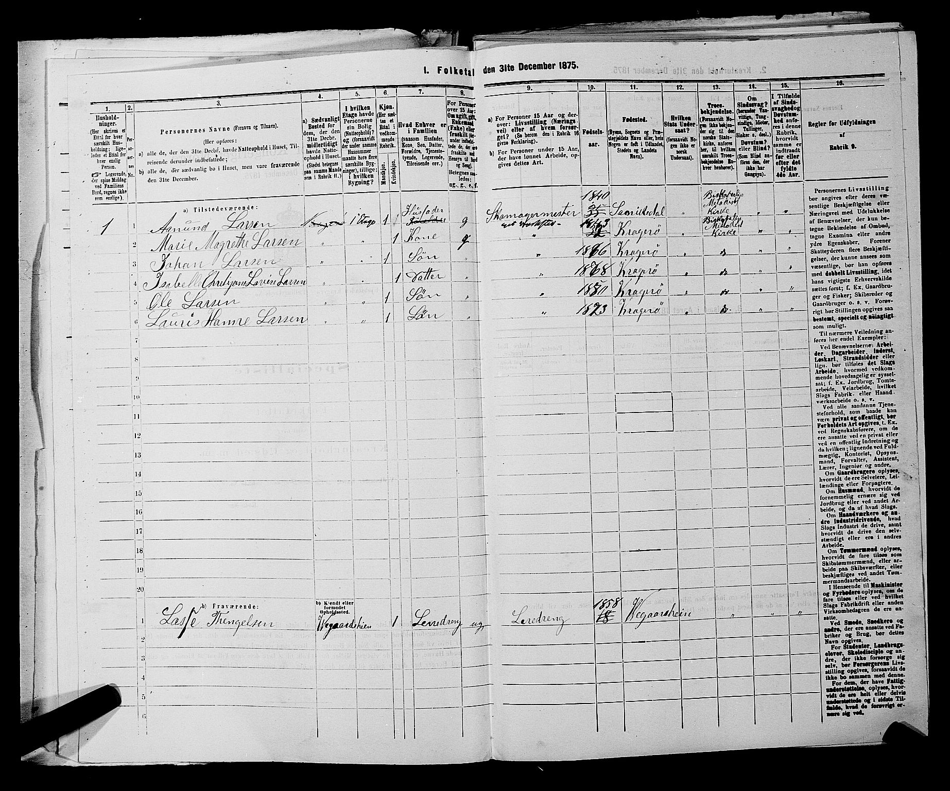 SAKO, 1875 census for 0801P Kragerø, 1875, p. 343