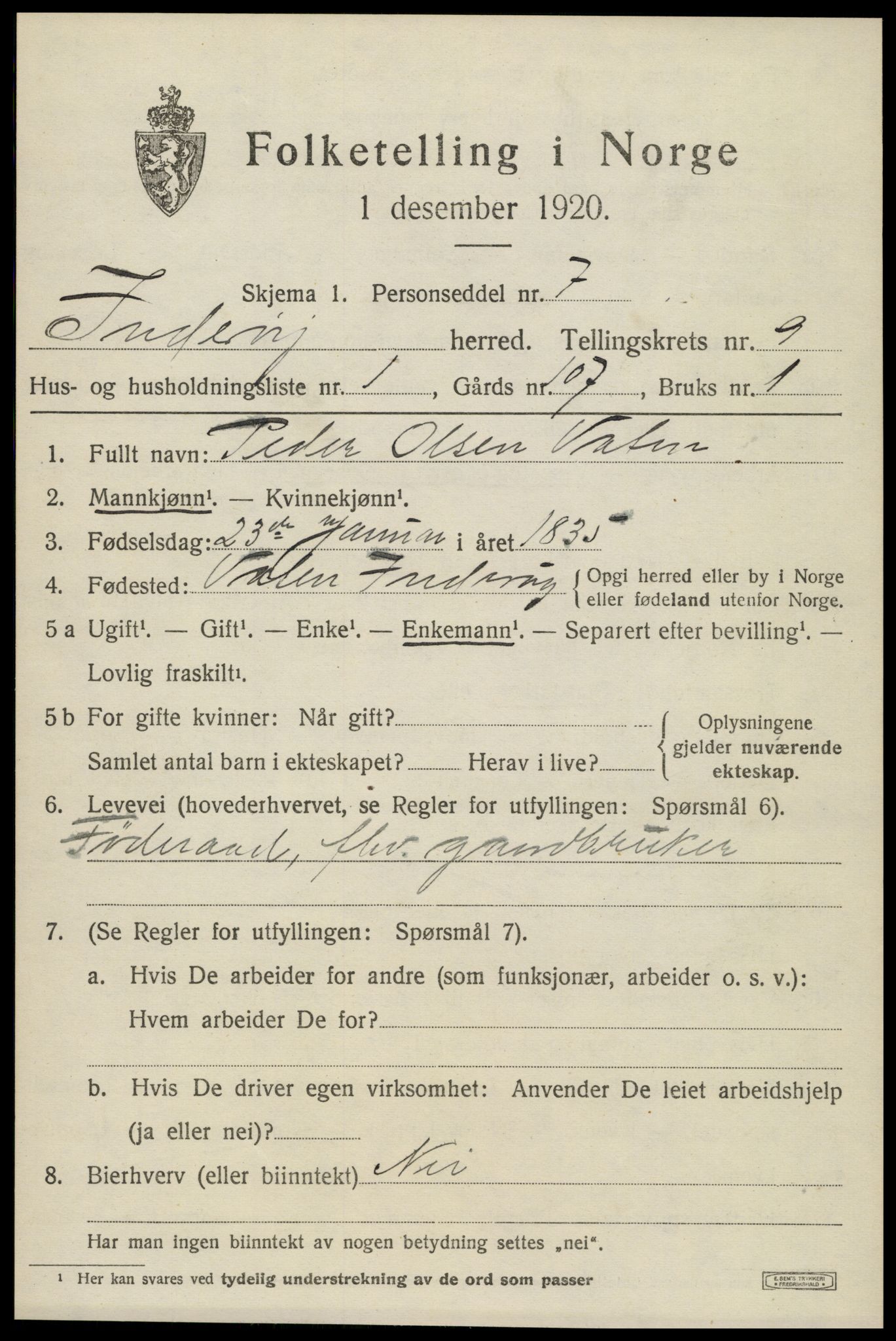 SAT, 1920 census for Inderøy, 1920, p. 6037