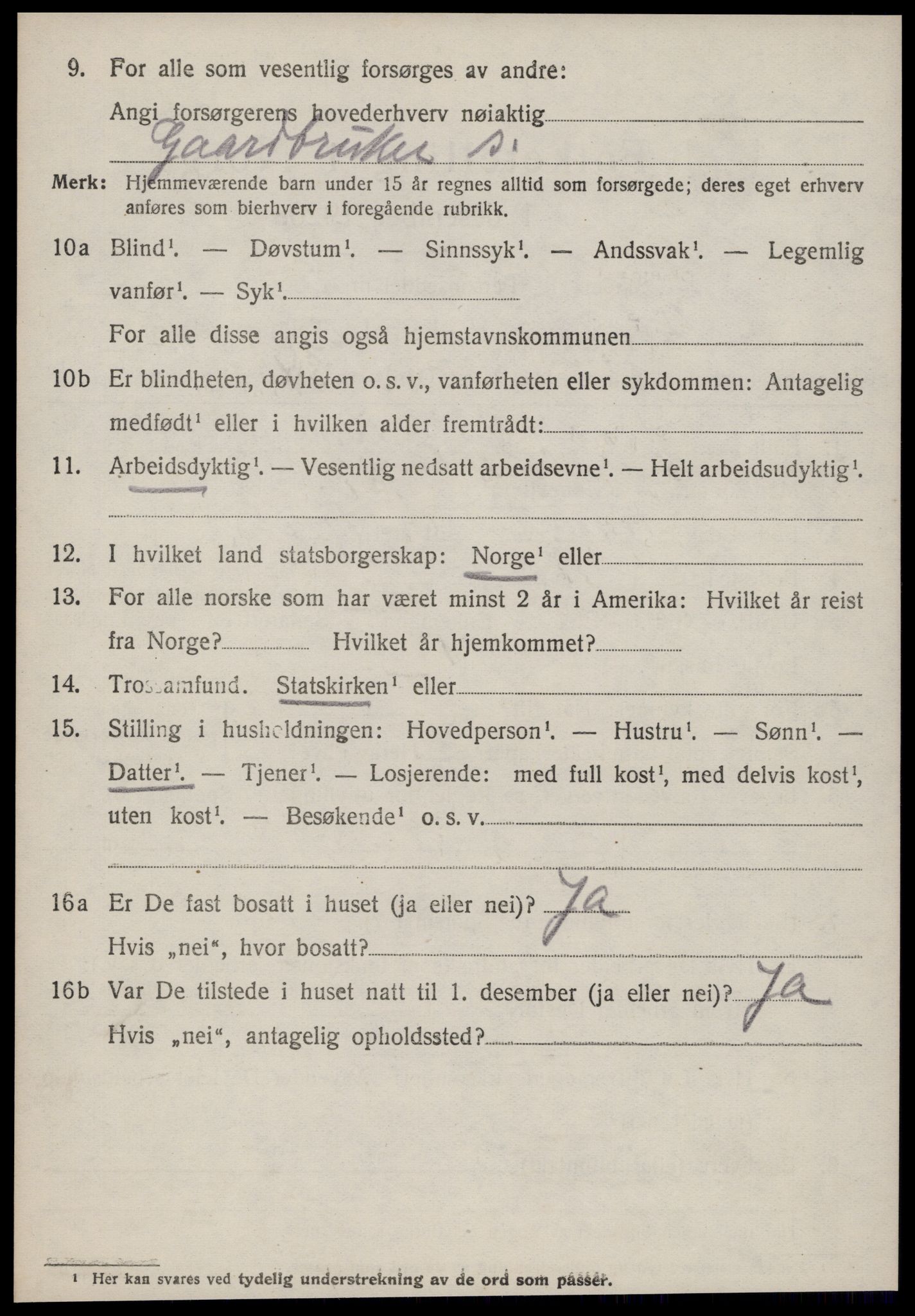 SAT, 1920 census for Borgund, 1920, p. 4999