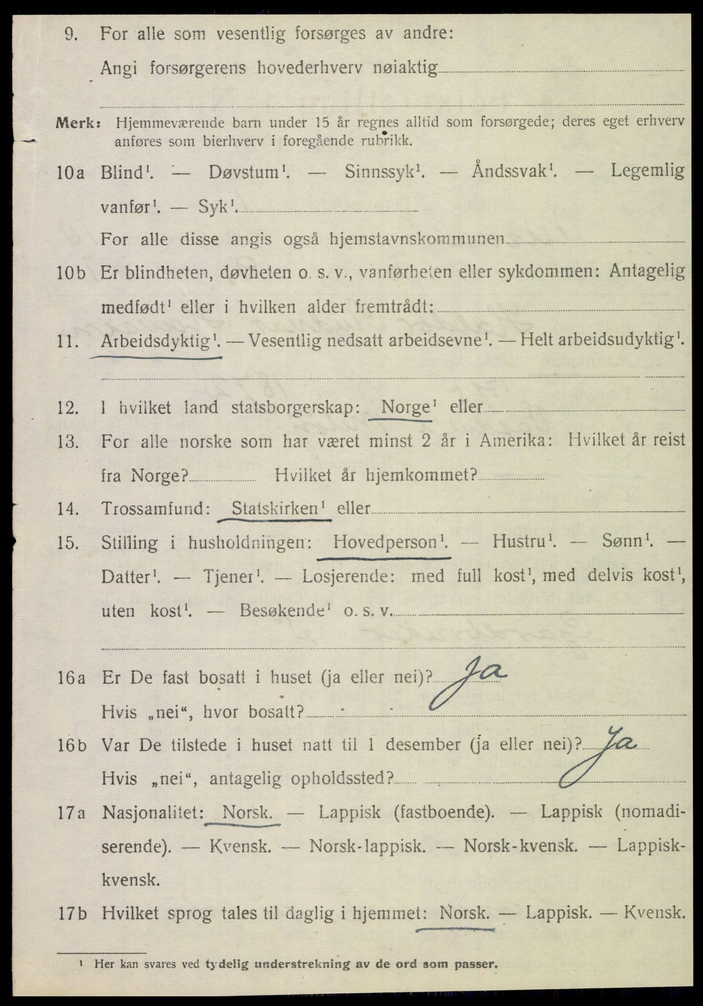 SAT, 1920 census for Nesna, 1920, p. 7944