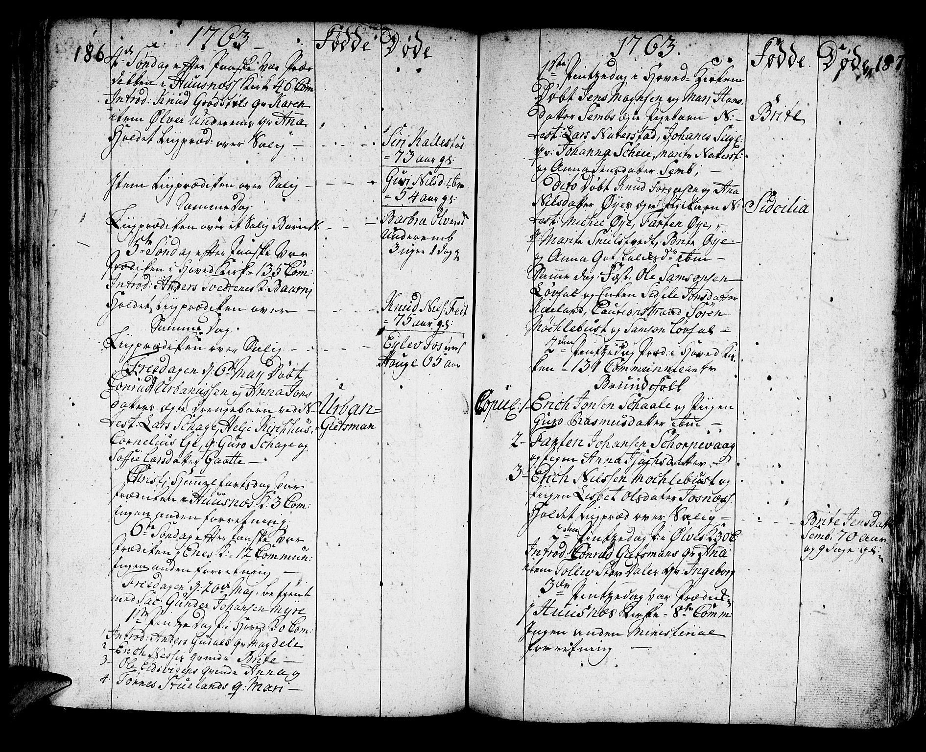 Kvinnherad sokneprestembete, AV/SAB-A-76401/H/Haa: Parish register (official) no. A 3, 1754-1777, p. 186-187