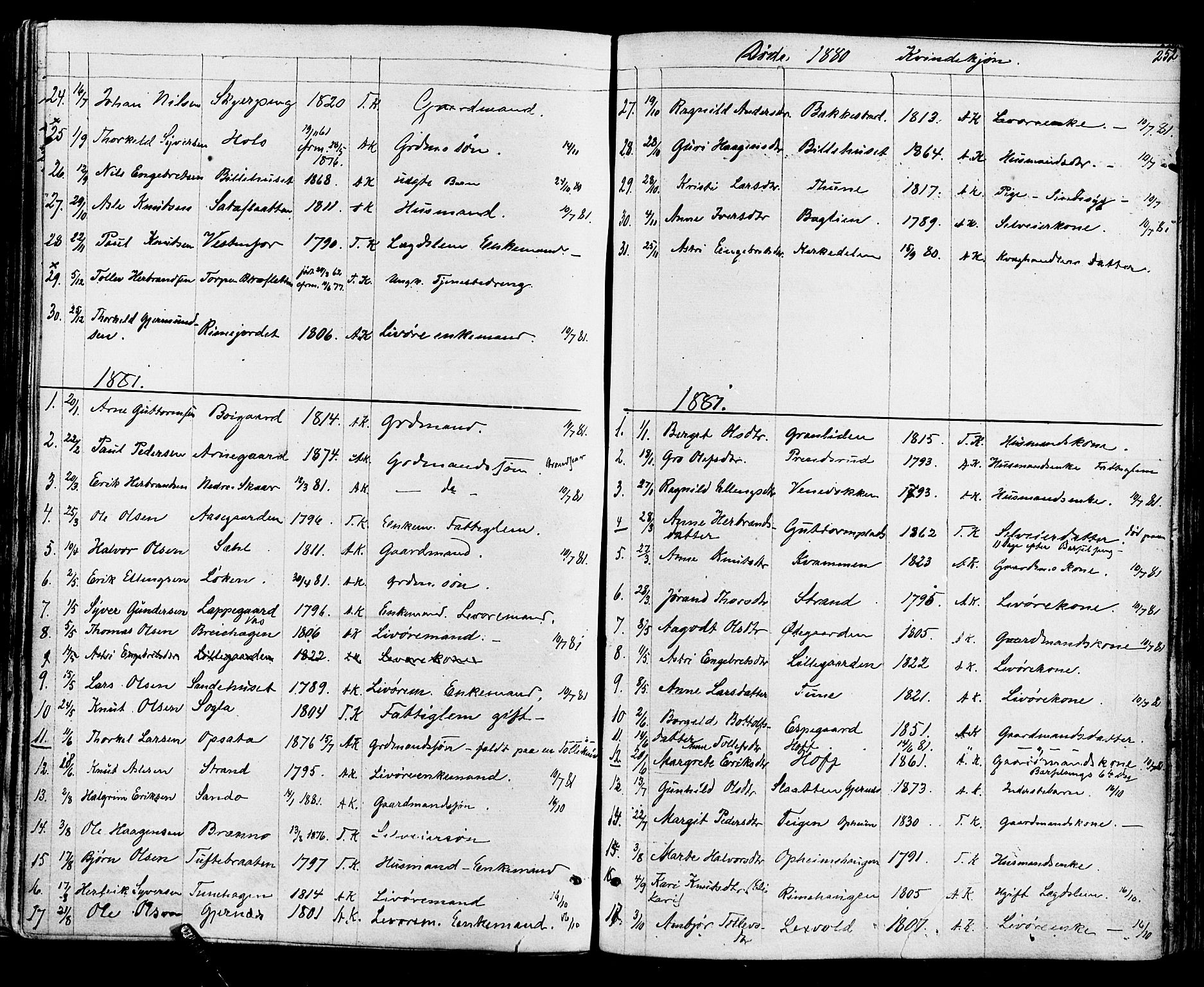 Ål kirkebøker, AV/SAKO-A-249/F/Fa/L0007: Parish register (official) no. I 7, 1865-1881, p. 252