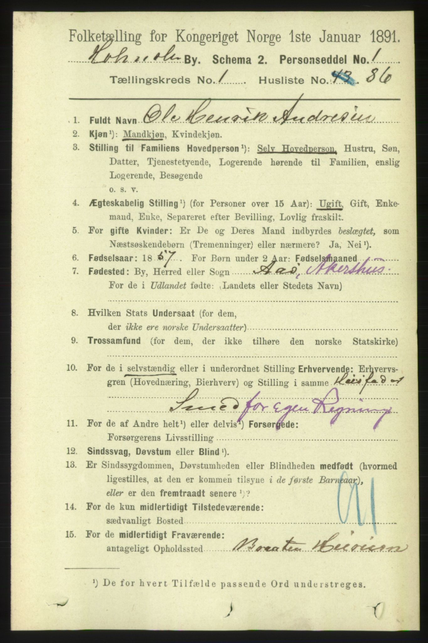 RA, 1891 census for 0603 Holmsbu, 1891, p. 683