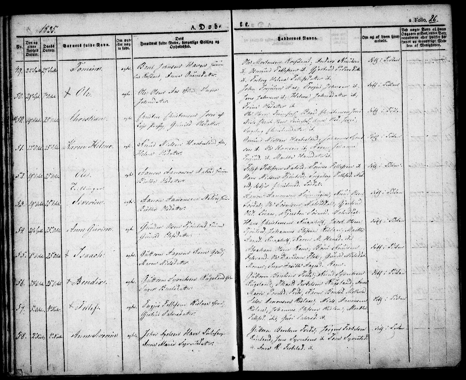 Birkenes sokneprestkontor, AV/SAK-1111-0004/F/Fa/L0001: Parish register (official) no. A 1, 1829-1849, p. 26