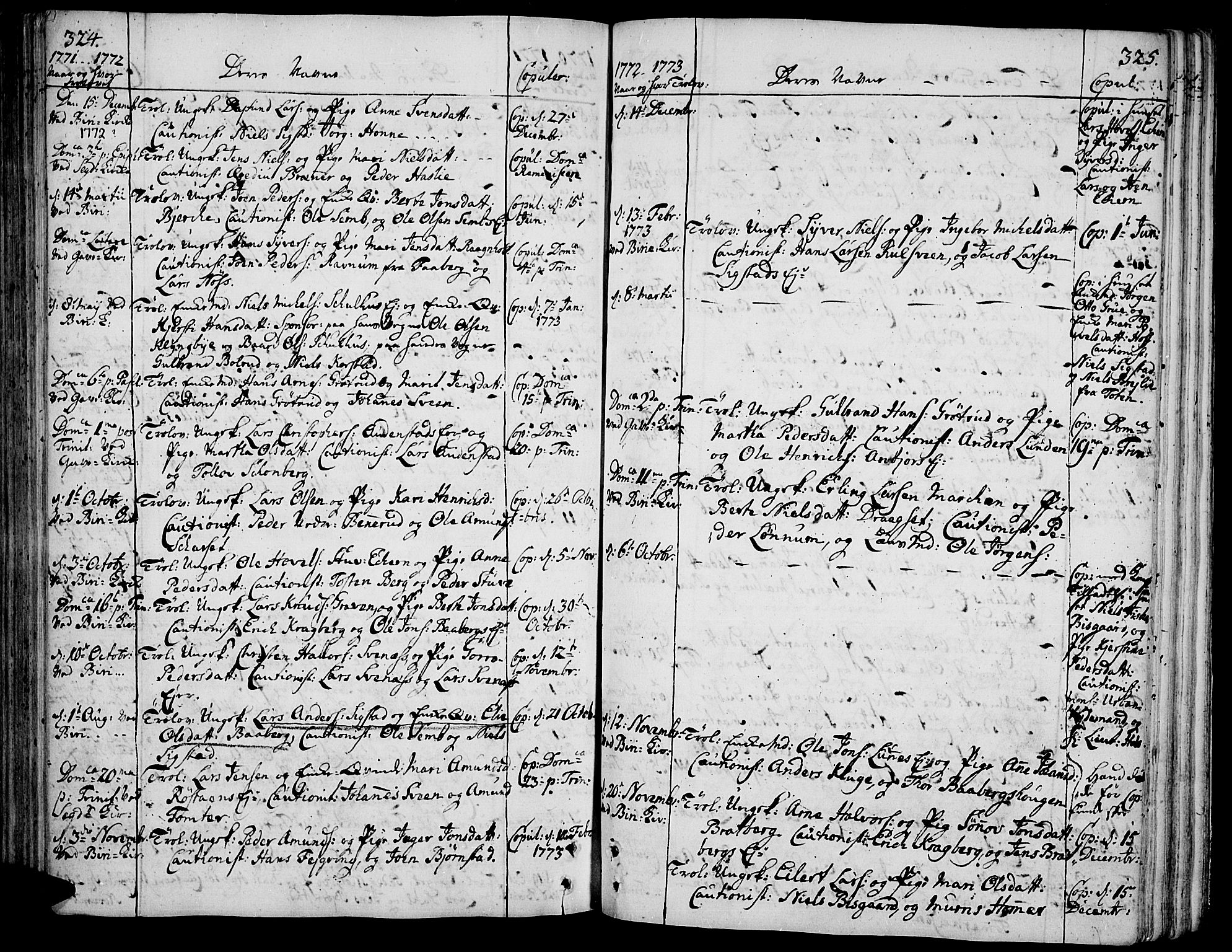 Biri prestekontor, SAH/PREST-096/H/Ha/Haa/L0002: Parish register (official) no. 2, 1754-1789, p. 324-325