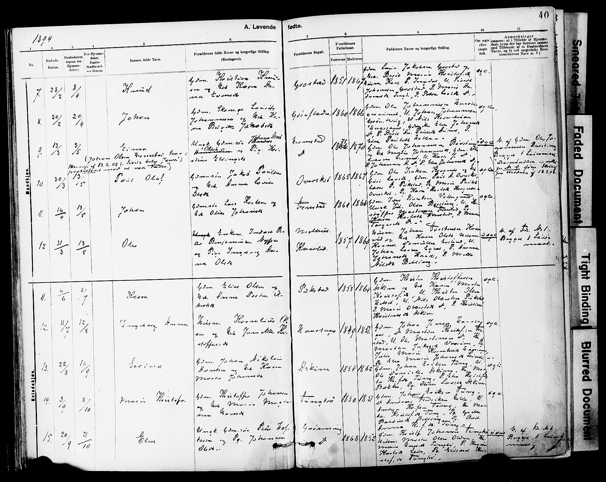 Ministerialprotokoller, klokkerbøker og fødselsregistre - Sør-Trøndelag, AV/SAT-A-1456/646/L0615: Parish register (official) no. 646A13, 1885-1900, p. 40