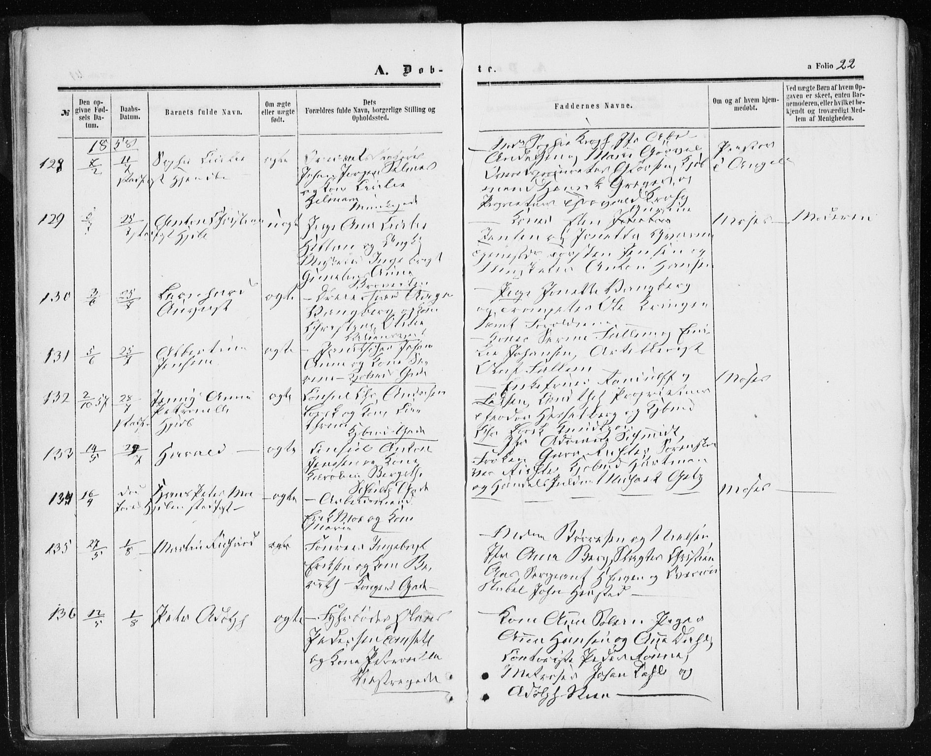 Ministerialprotokoller, klokkerbøker og fødselsregistre - Sør-Trøndelag, SAT/A-1456/601/L0053: Parish register (official) no. 601A21, 1857-1865, p. 22