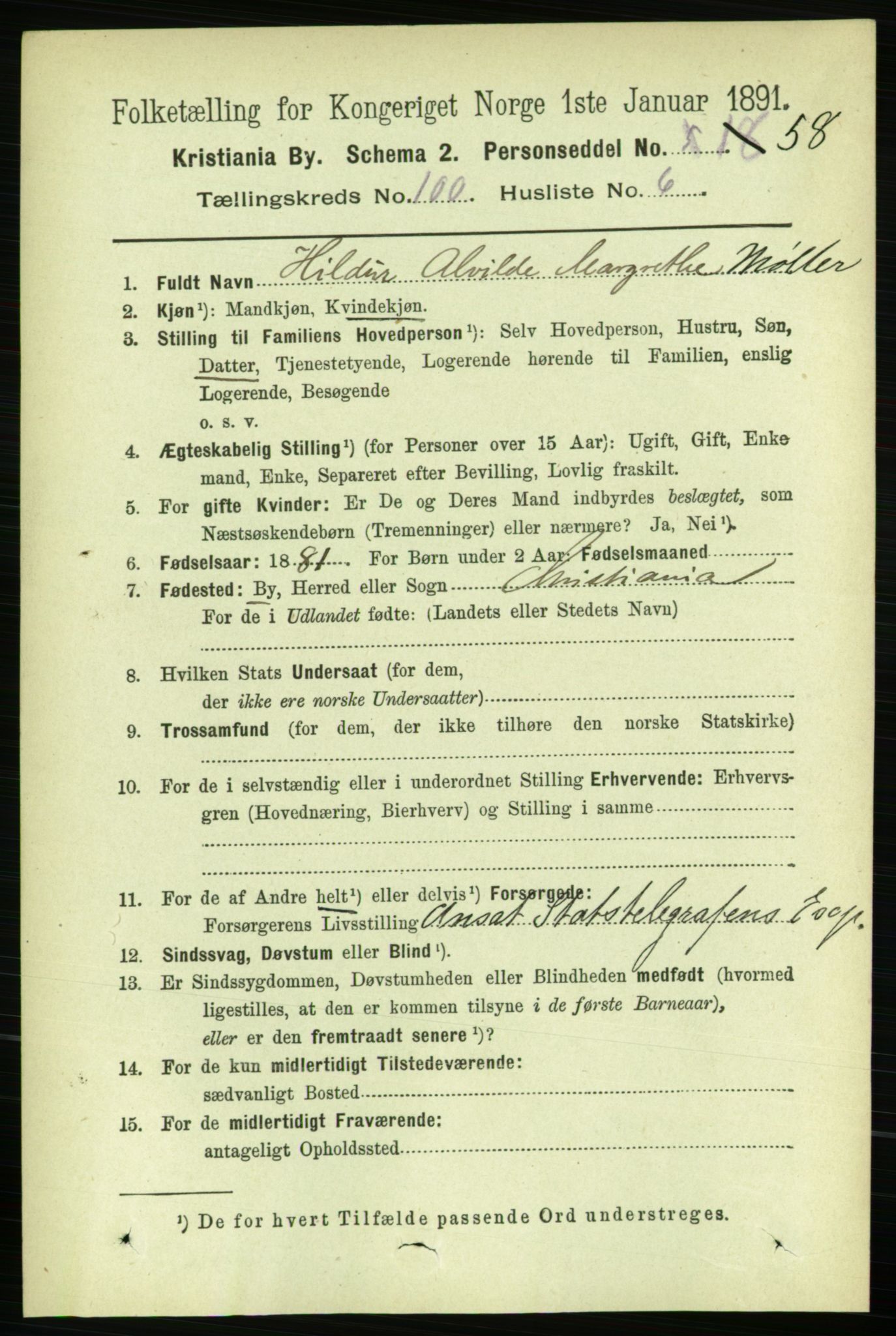 RA, 1891 census for 0301 Kristiania, 1891, p. 49445