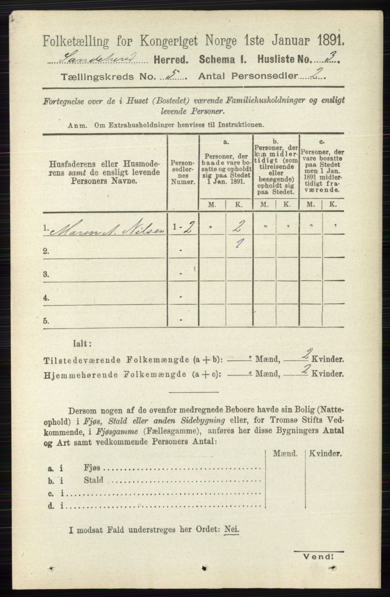 RA, 1891 census for 0724 Sandeherred, 1891, p. 2696