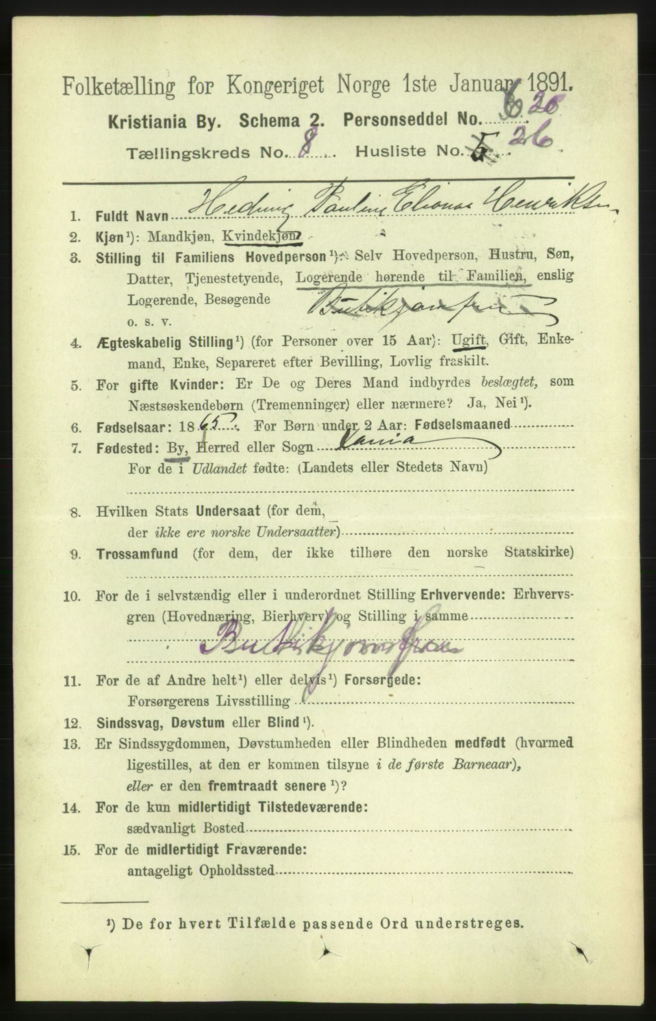 RA, 1891 census for 0301 Kristiania, 1891, p. 3928