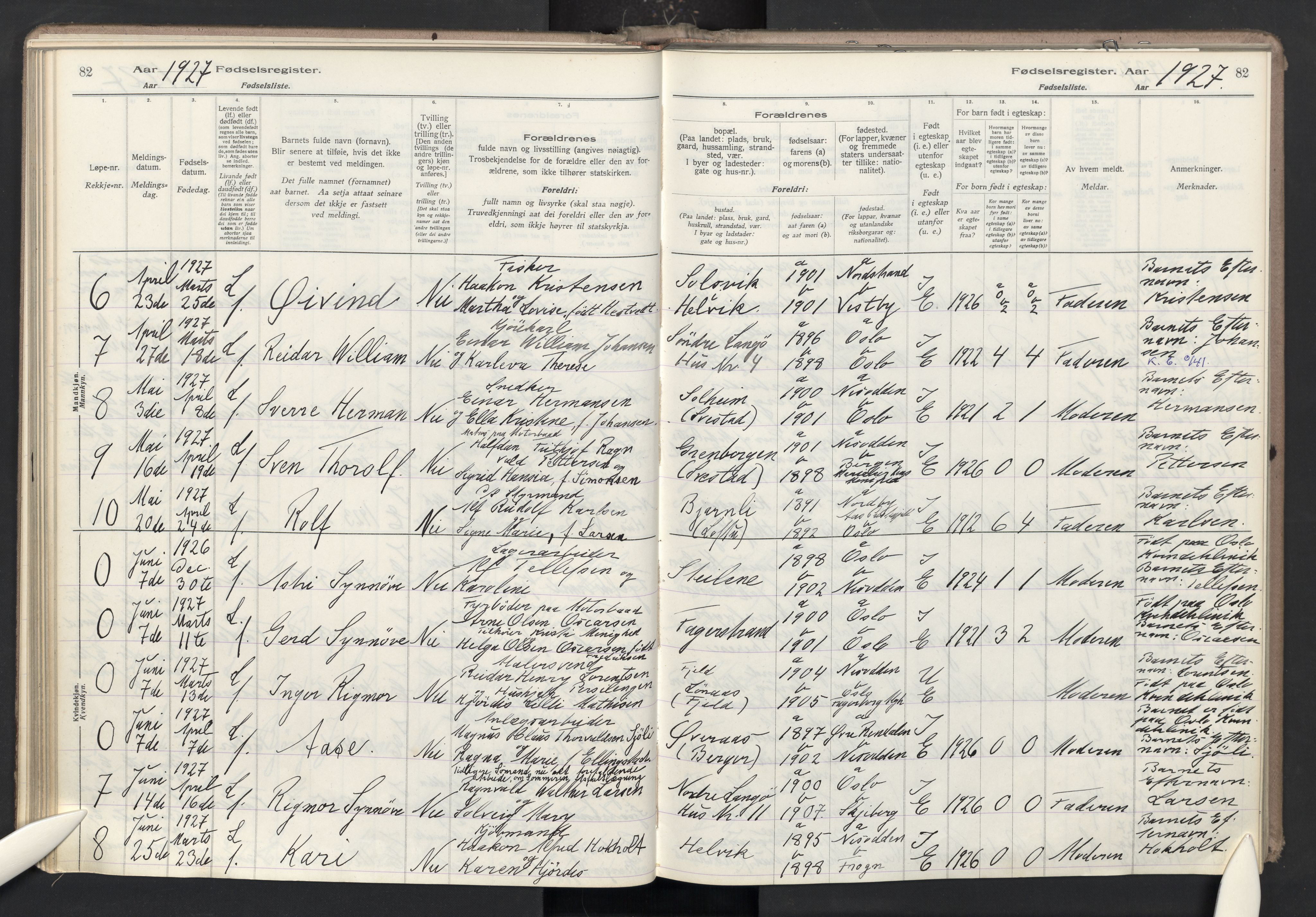 Nesodden prestekontor Kirkebøker, AV/SAO-A-10013/J/Ja/L0001: Birth register no. I 1, 1916-1946, p. 82