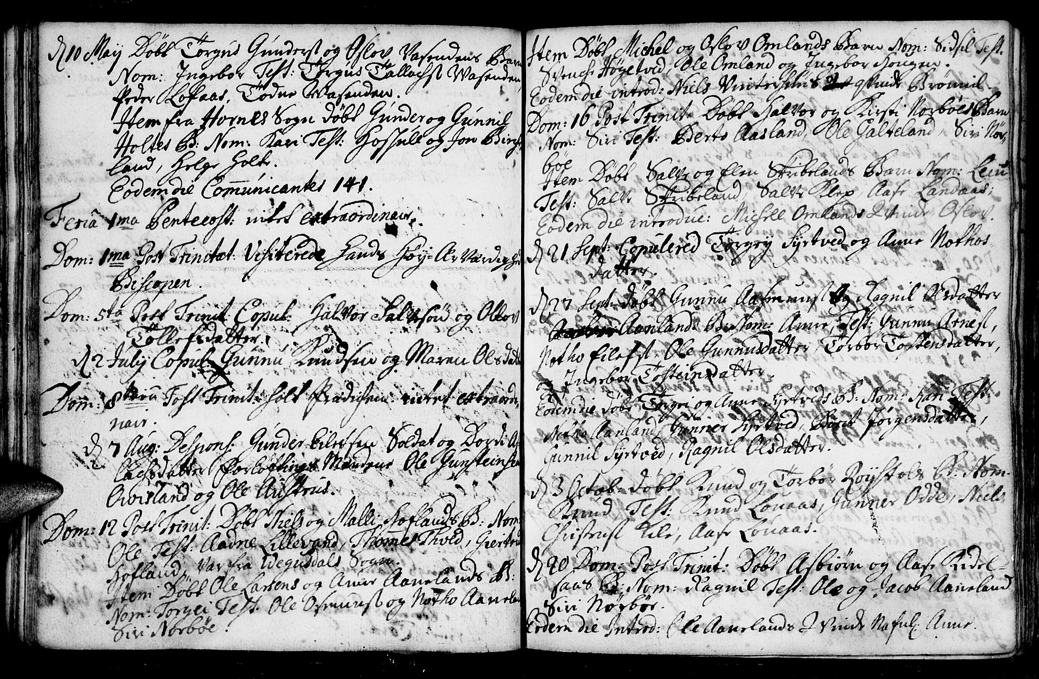 Evje sokneprestkontor, AV/SAK-1111-0008/F/Fa/Faa/L0001: Parish register (official) no. A 1, 1705-1760, p. 45