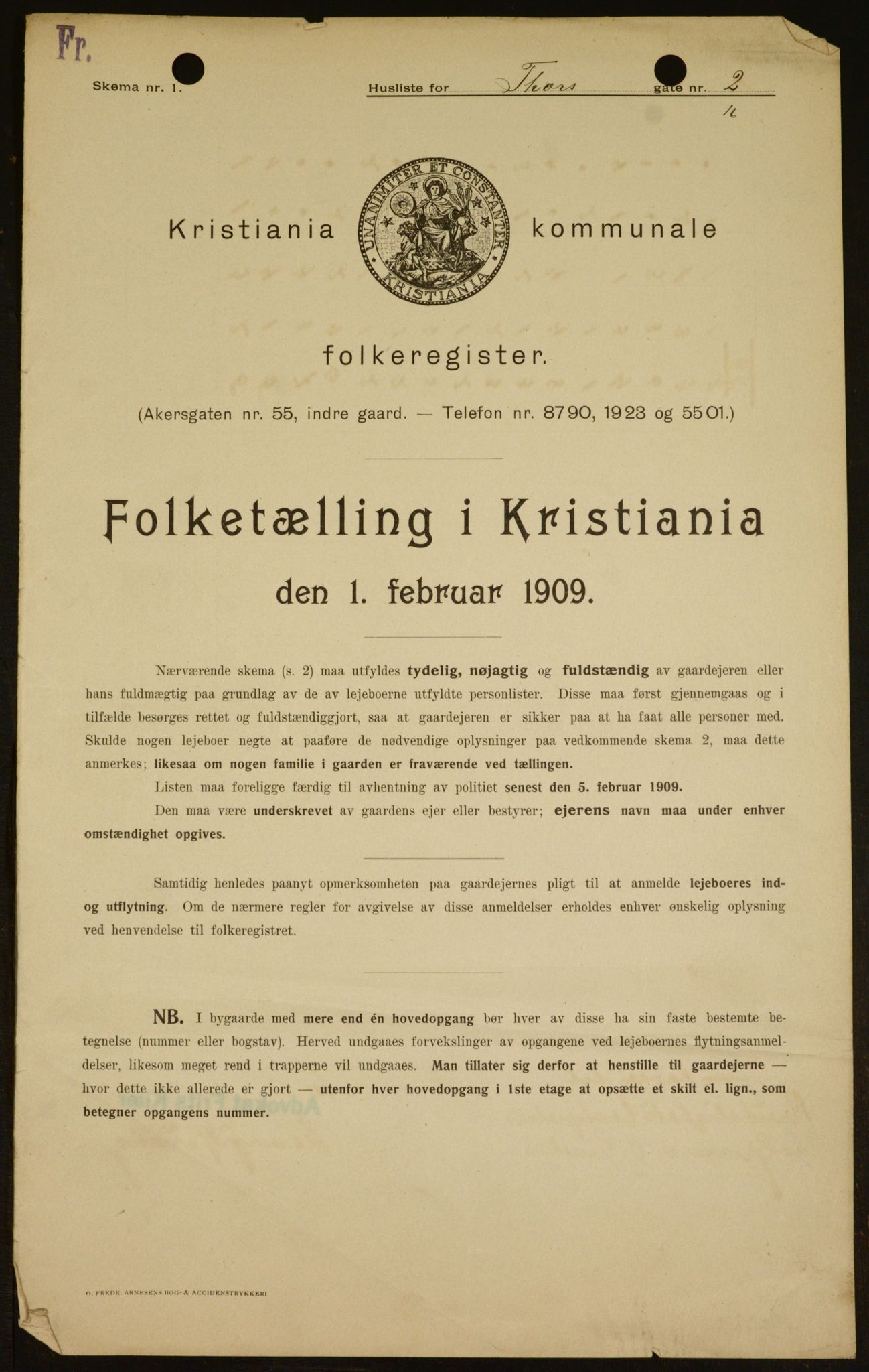 OBA, Municipal Census 1909 for Kristiania, 1909, p. 103720