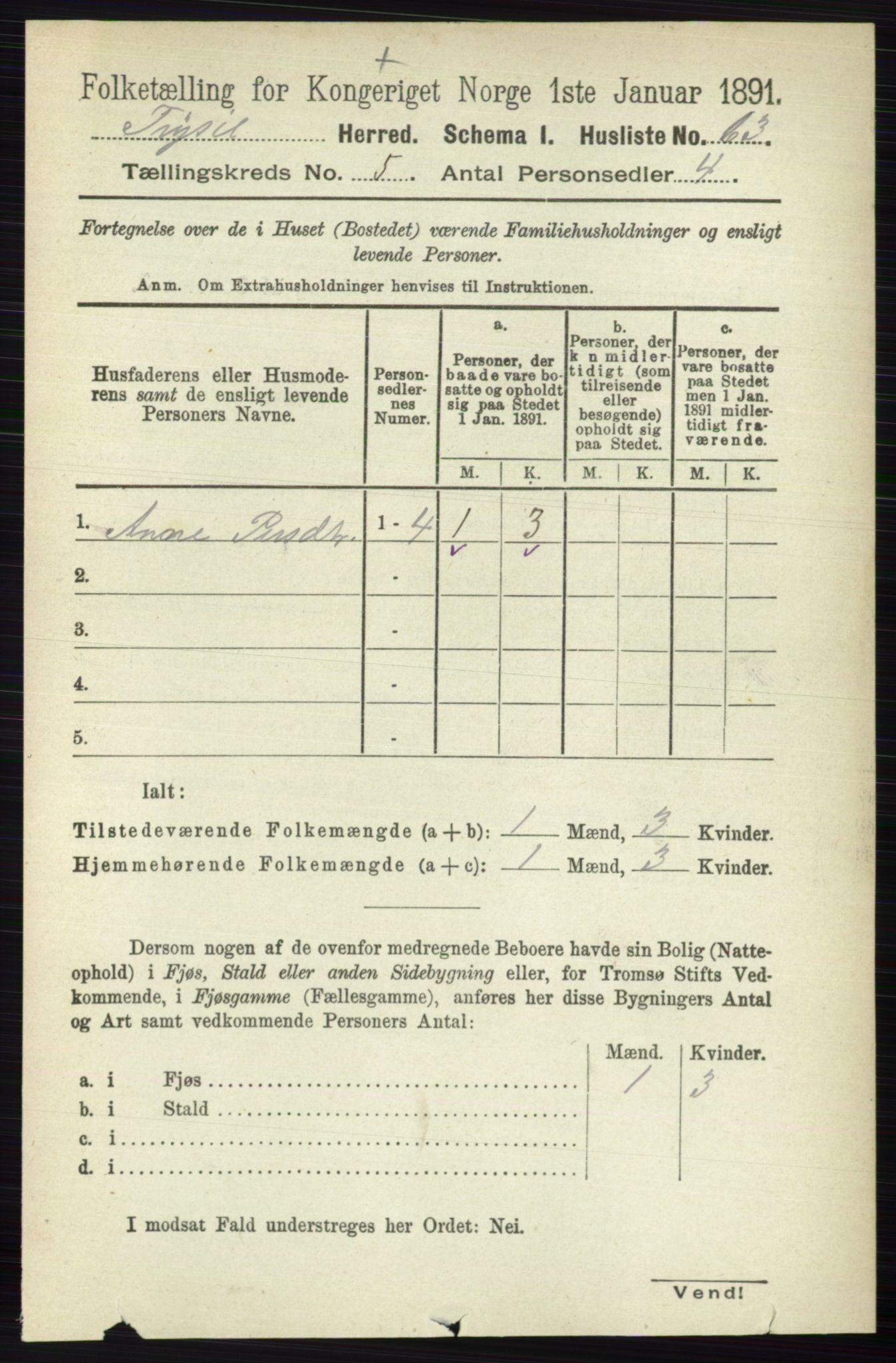 RA, 1891 census for 0428 Trysil, 1891, p. 2297