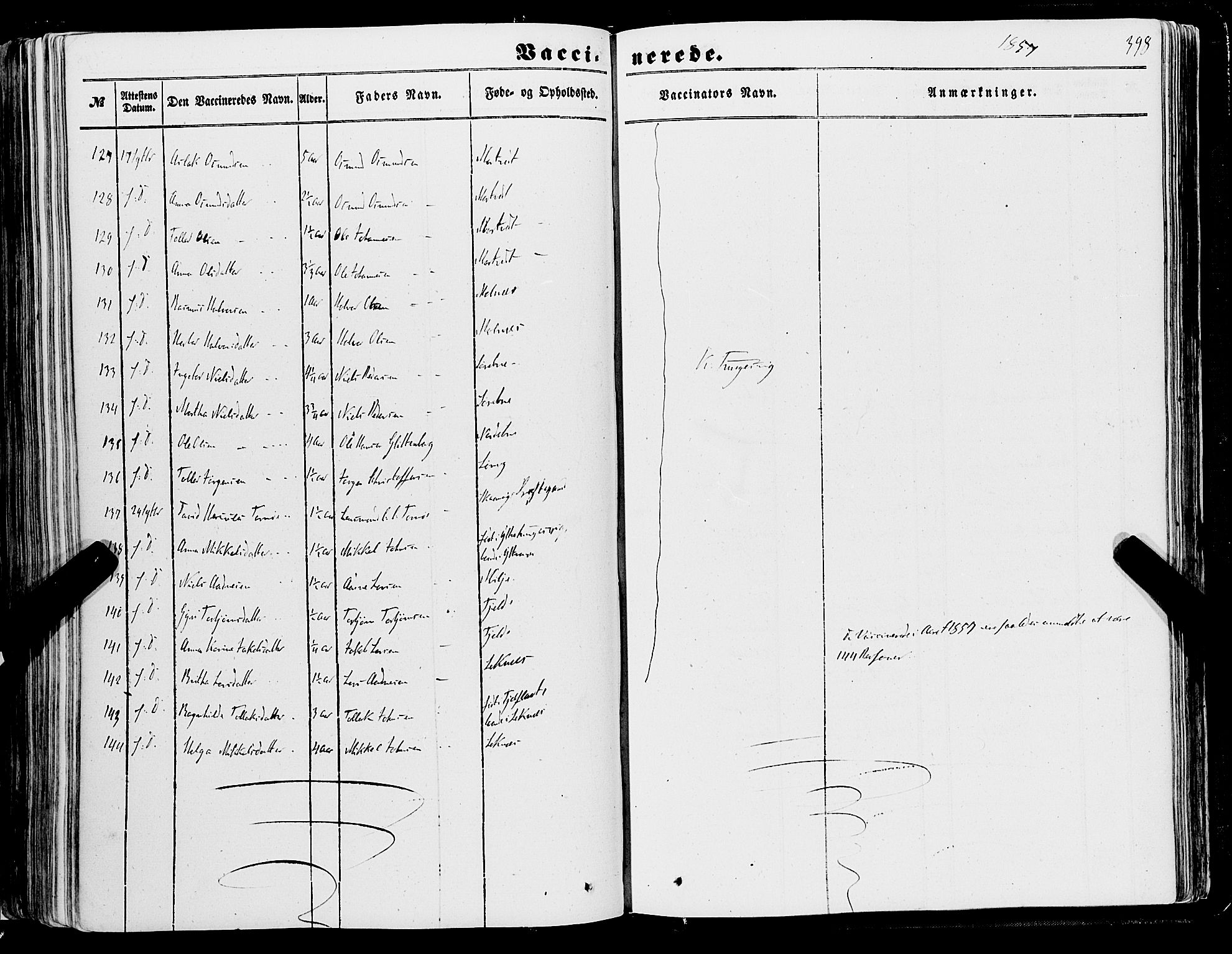 Skånevik sokneprestembete, AV/SAB-A-77801/H/Haa: Parish register (official) no. A 5II, 1848-1869, p. 398