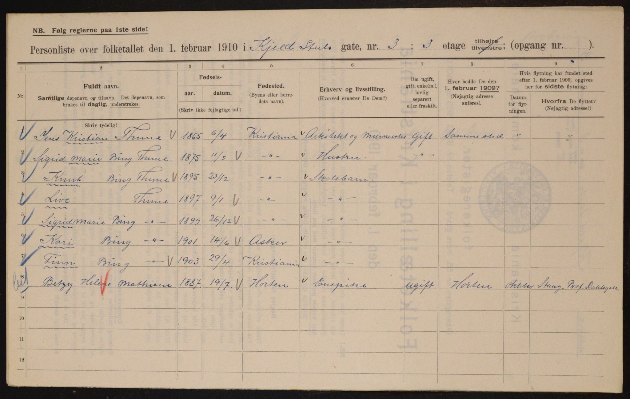 OBA, Municipal Census 1910 for Kristiania, 1910, p. 49826