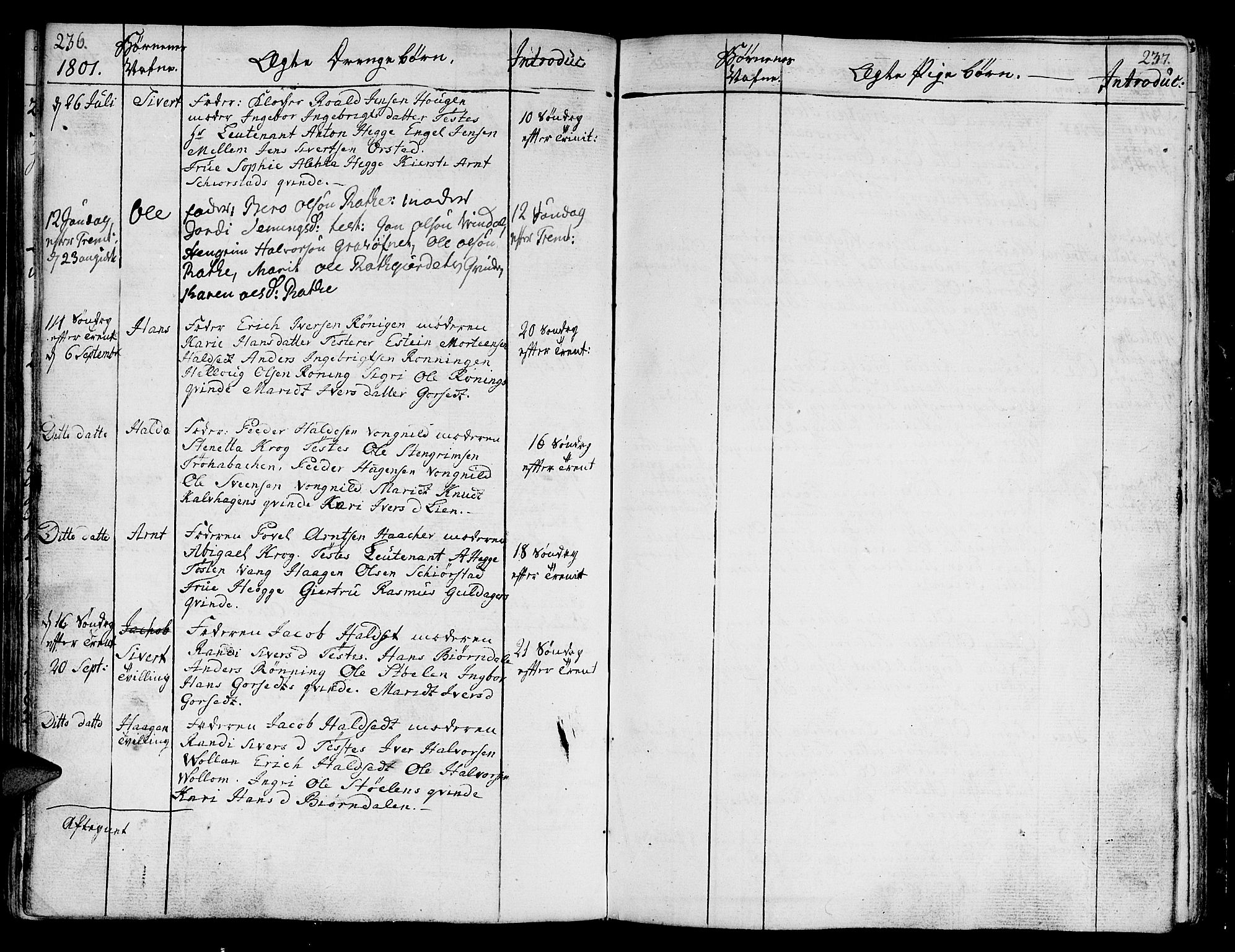 Ministerialprotokoller, klokkerbøker og fødselsregistre - Sør-Trøndelag, SAT/A-1456/678/L0893: Parish register (official) no. 678A03, 1792-1805, p. 236-237