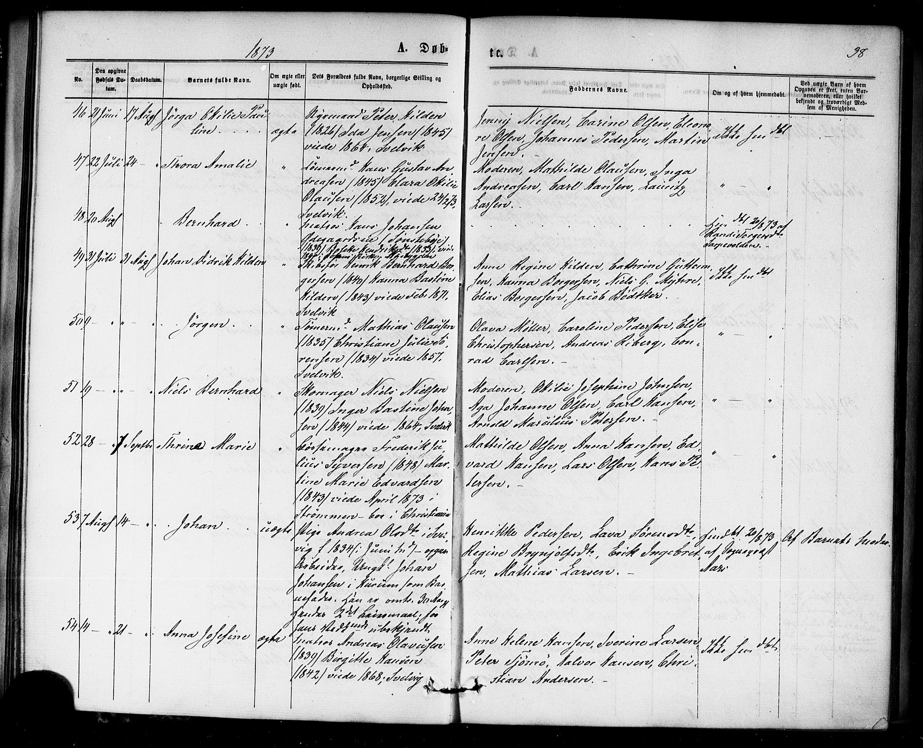 Strømm kirkebøker, AV/SAKO-A-322/F/Fa/L0002: Parish register (official) no. I 2, 1870-1877, p. 38