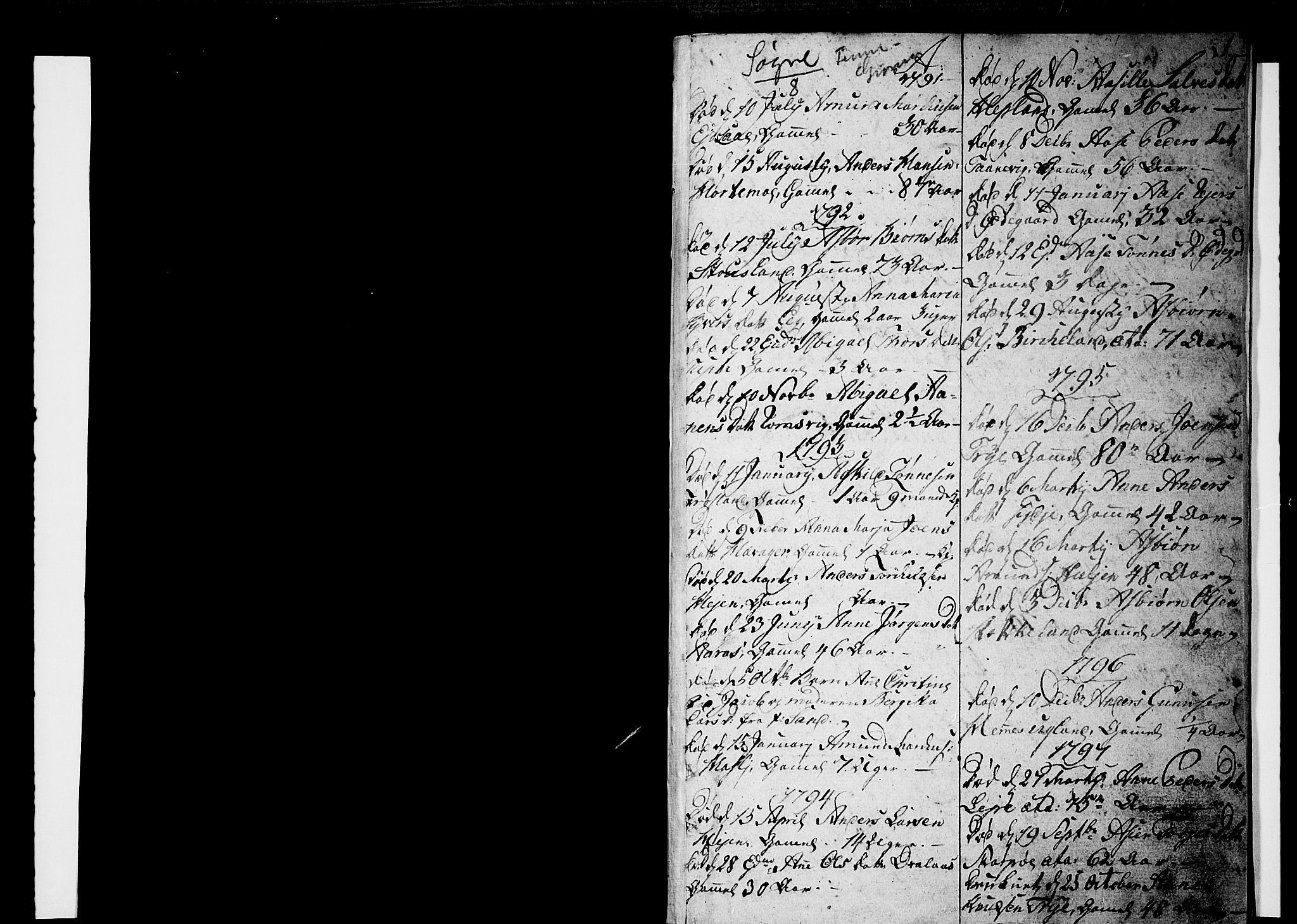 Søgne sokneprestkontor, SAK/1111-0037/F/Fa/Fab/L0006: Parish register (official) no. A 6, 1791-1820, p. 1