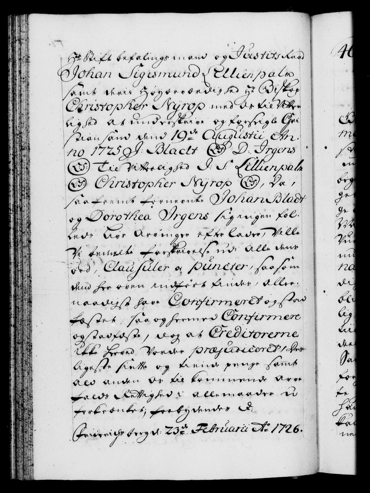Danske Kanselli 1572-1799, AV/RA-EA-3023/F/Fc/Fca/Fcaa/L0025: Norske registre, 1726-1728, p. 41b