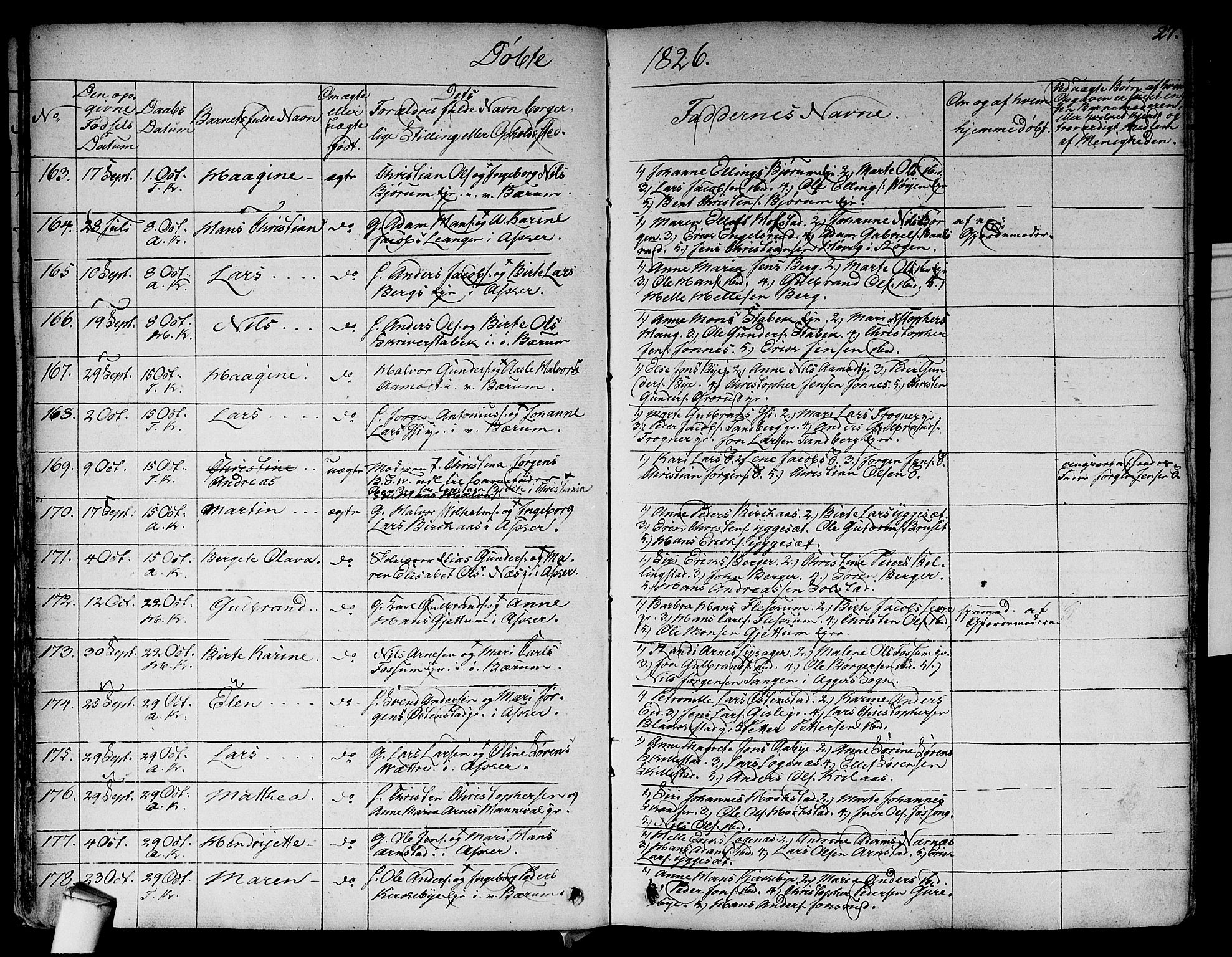 Asker prestekontor Kirkebøker, SAO/A-10256a/F/Fa/L0007: Parish register (official) no. I 7, 1825-1864, p. 27