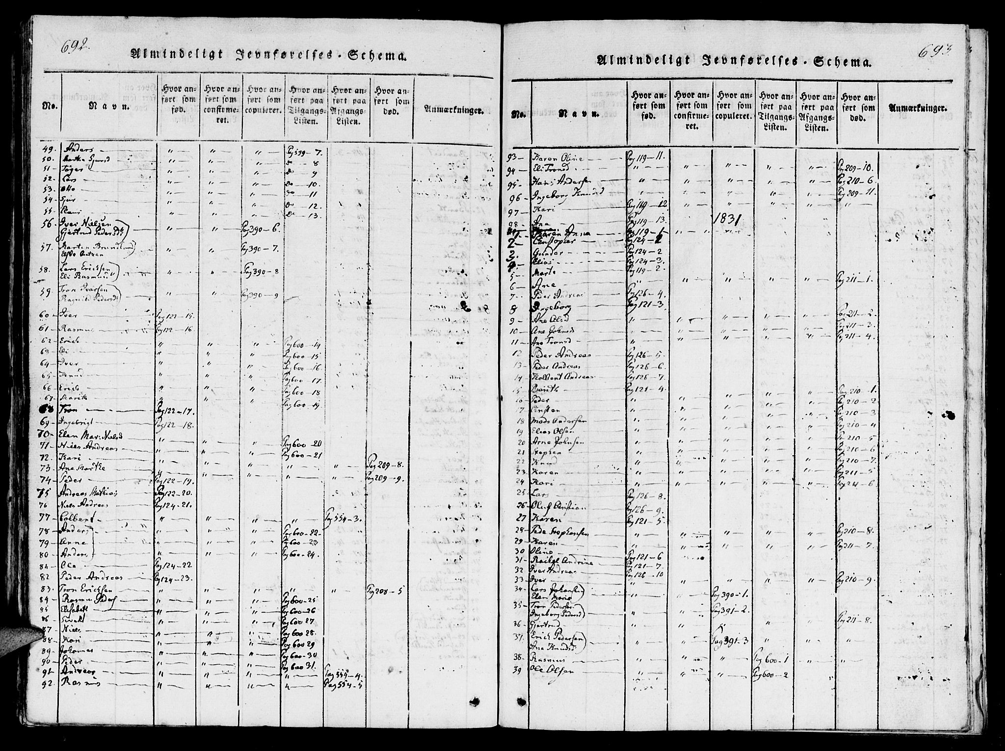 Ministerialprotokoller, klokkerbøker og fødselsregistre - Møre og Romsdal, SAT/A-1454/560/L0718: Parish register (official) no. 560A02, 1817-1844, p. 692-693