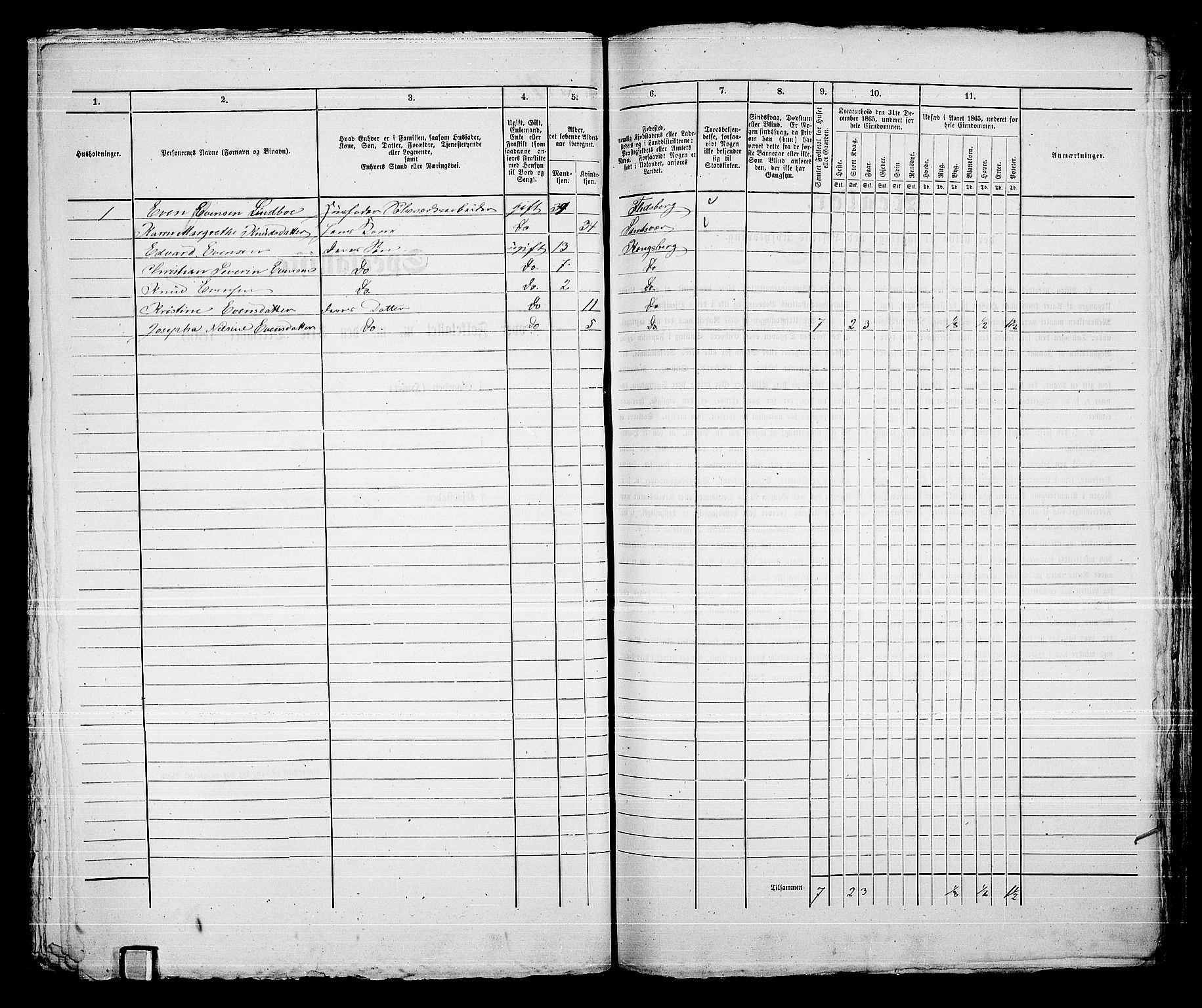 RA, 1865 census for Kongsberg/Kongsberg, 1865, p. 1426