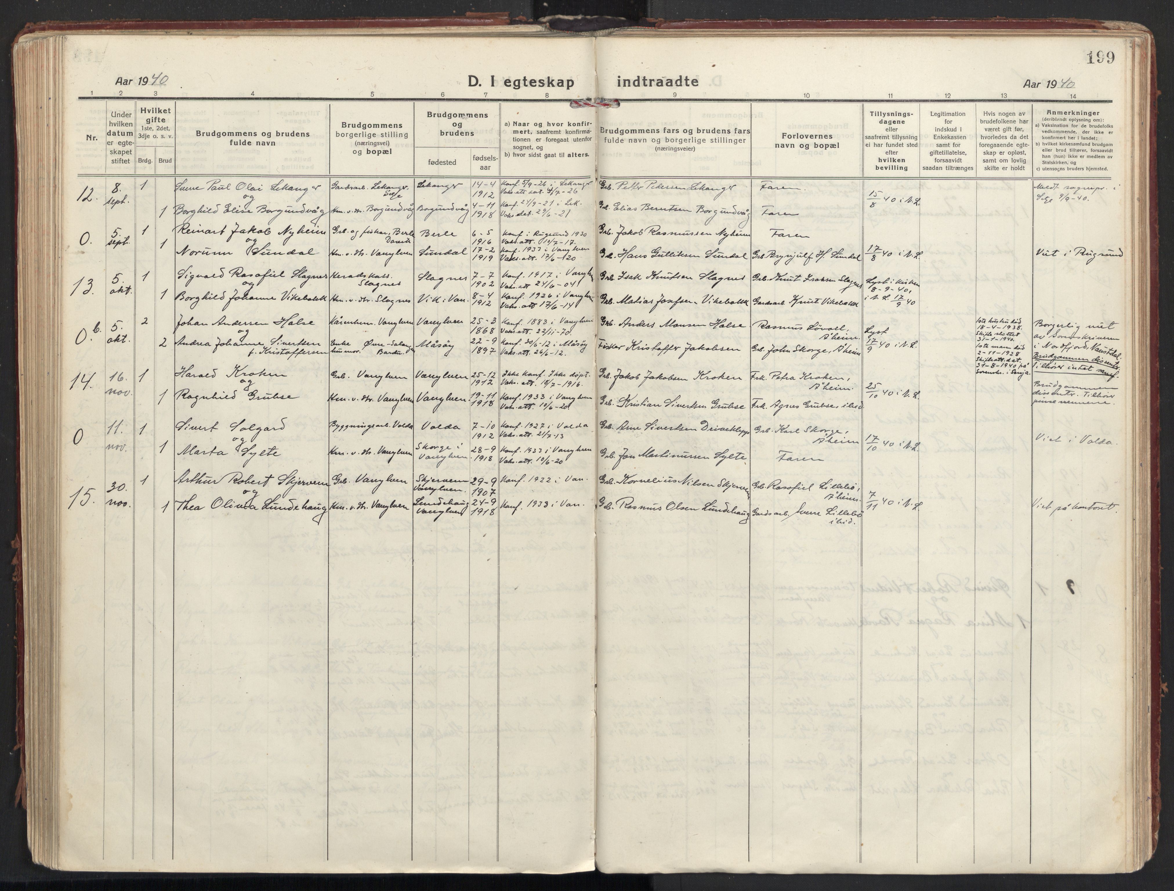 Ministerialprotokoller, klokkerbøker og fødselsregistre - Møre og Romsdal, AV/SAT-A-1454/501/L0012: Parish register (official) no. 501A12, 1920-1946, p. 199