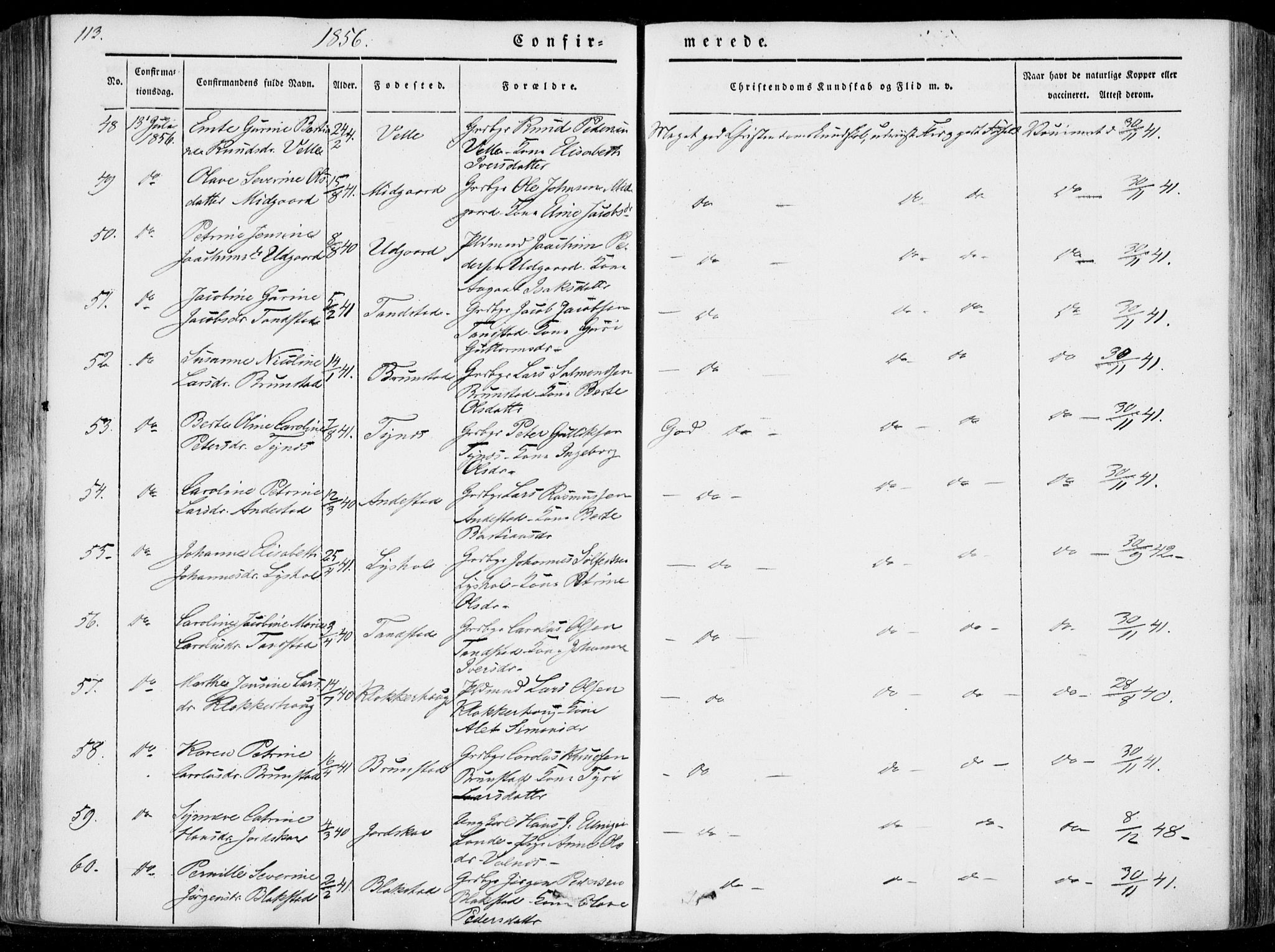 Ministerialprotokoller, klokkerbøker og fødselsregistre - Møre og Romsdal, AV/SAT-A-1454/522/L0313: Parish register (official) no. 522A08, 1852-1862, p. 113