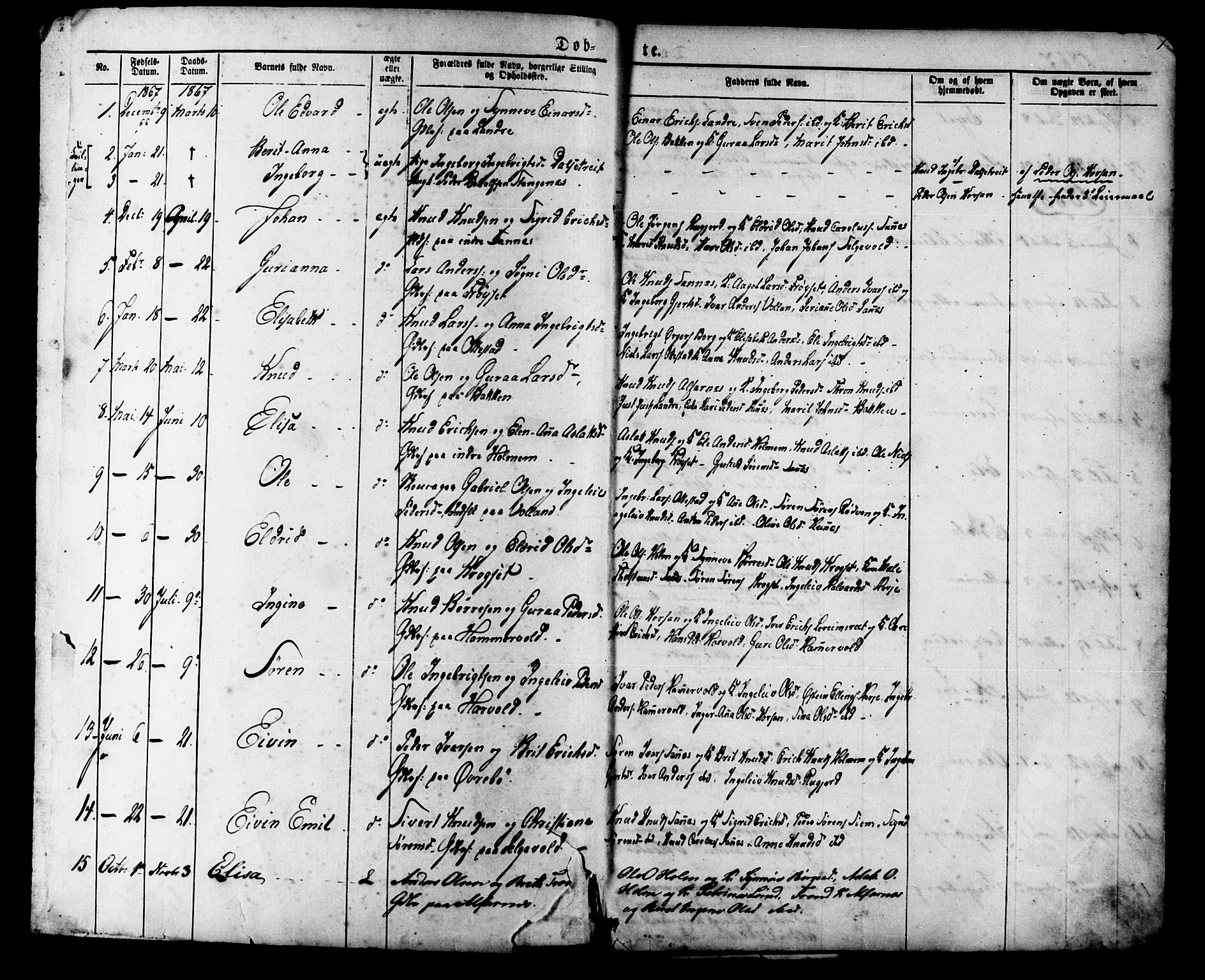 Ministerialprotokoller, klokkerbøker og fødselsregistre - Møre og Romsdal, SAT/A-1454/548/L0614: Parish register (copy) no. 548C02, 1867-1917, p. 1