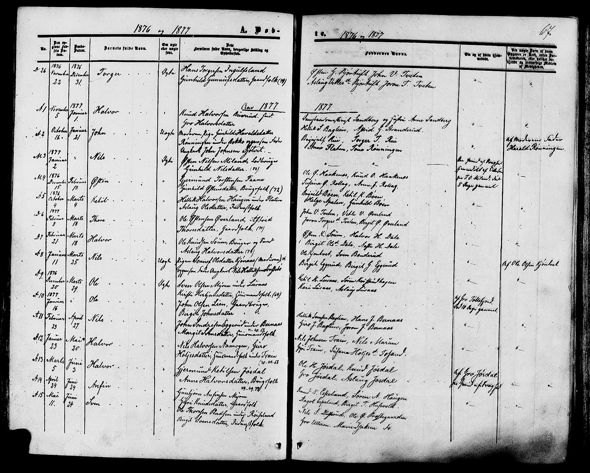 Tinn kirkebøker, SAKO/A-308/F/Fa/L0006: Parish register (official) no. I 6, 1857-1878, p. 67